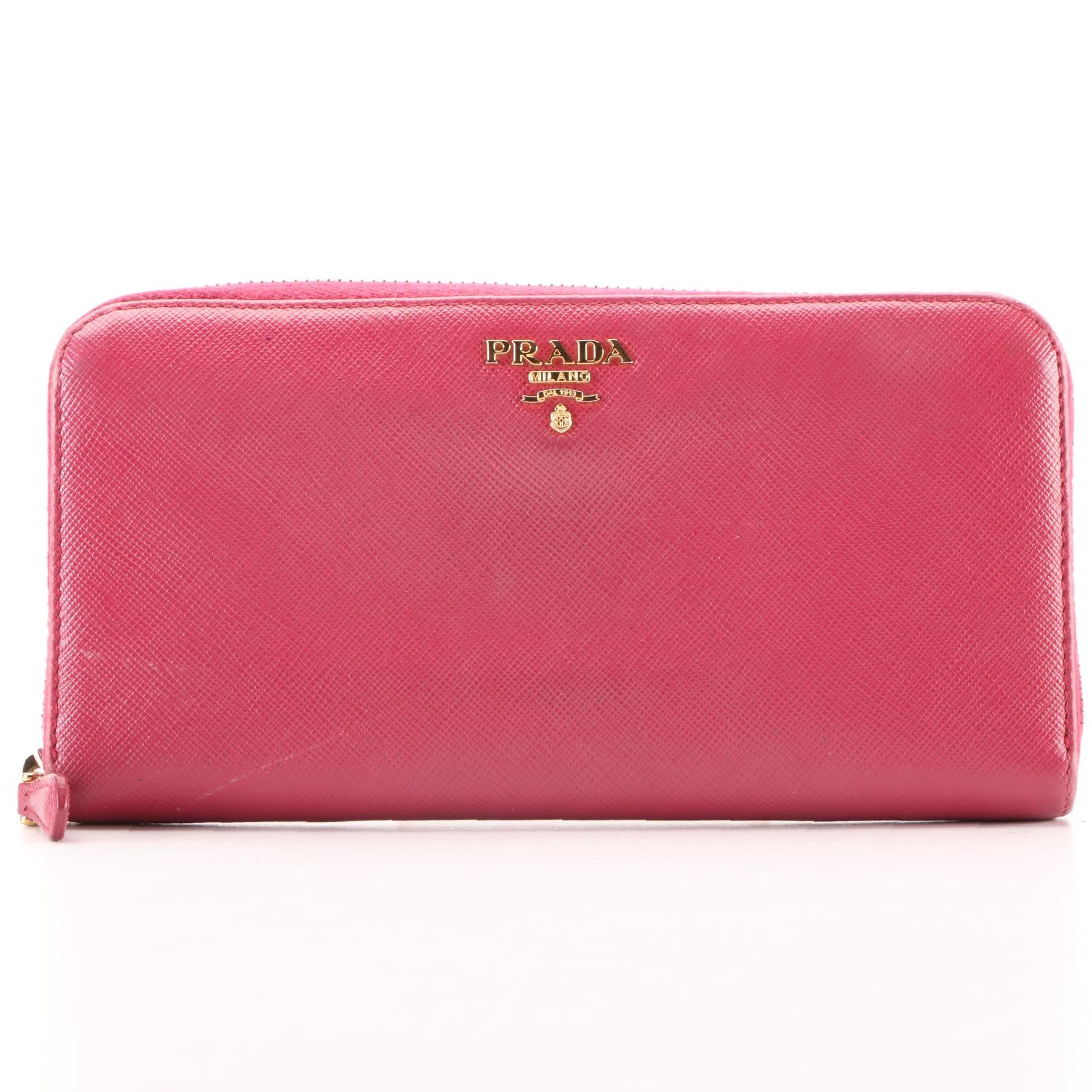 Prada Zip-Around Wallet in Pink Saffiano Leather