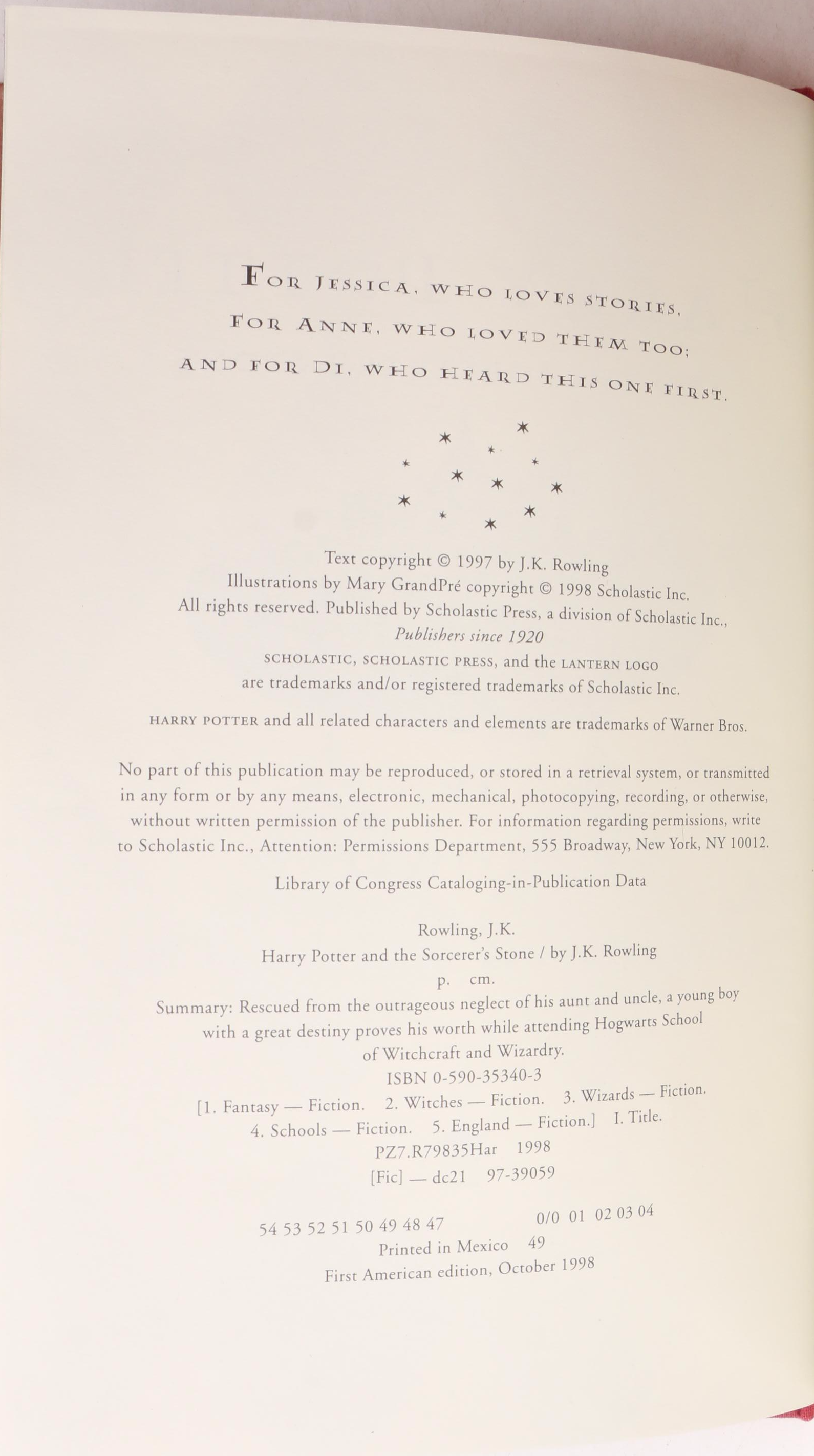 Complete "Harry Potter" Series by J.K. Rowling Including First American Editions