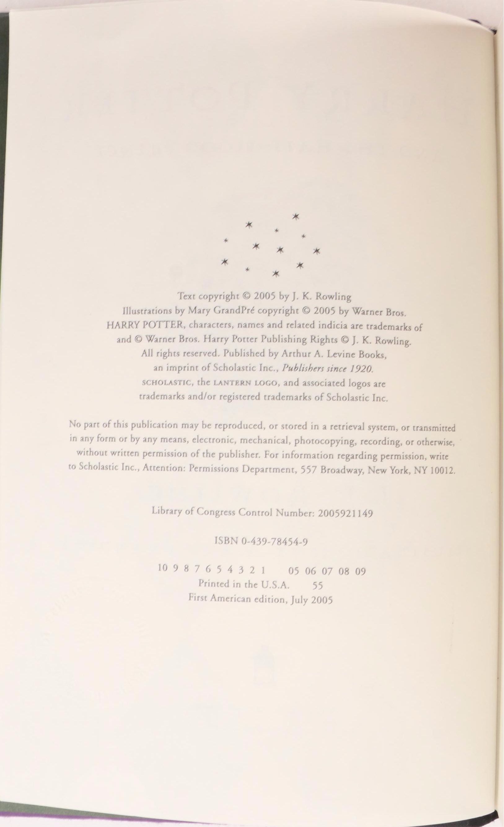 Complete "Harry Potter" Series by J.K. Rowling Including First American Editions