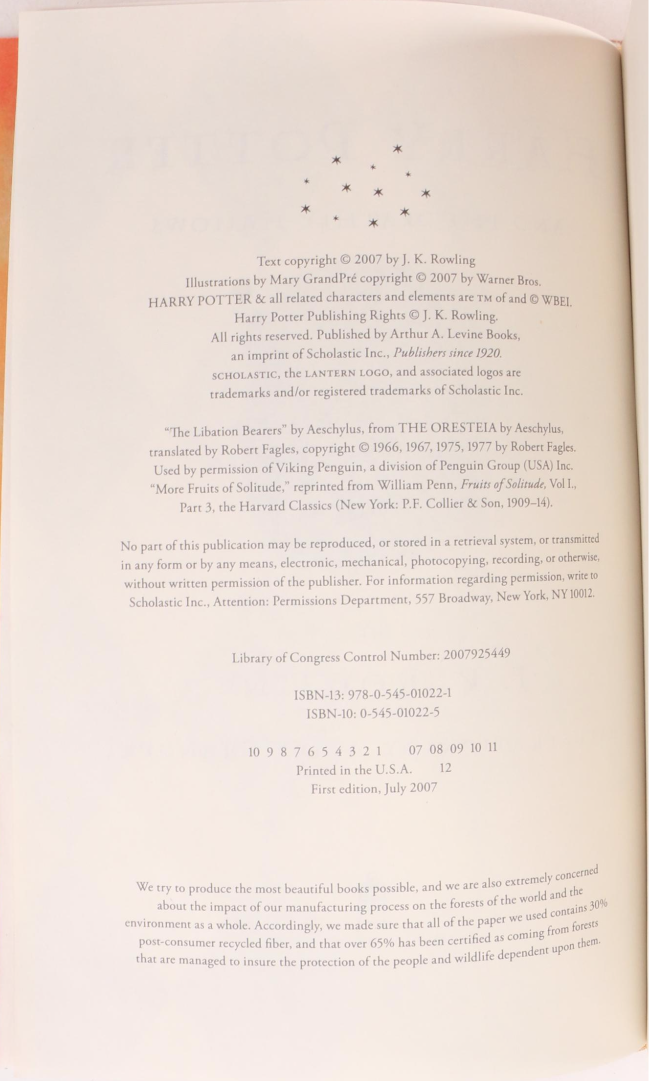 Complete "Harry Potter" Series by J.K. Rowling Including First American Editions