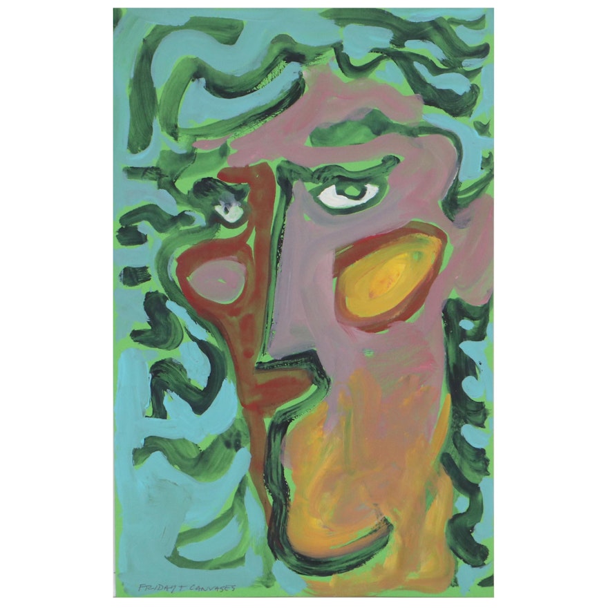 Robert Domin Acrylic Painting of Figure, Circa 2000