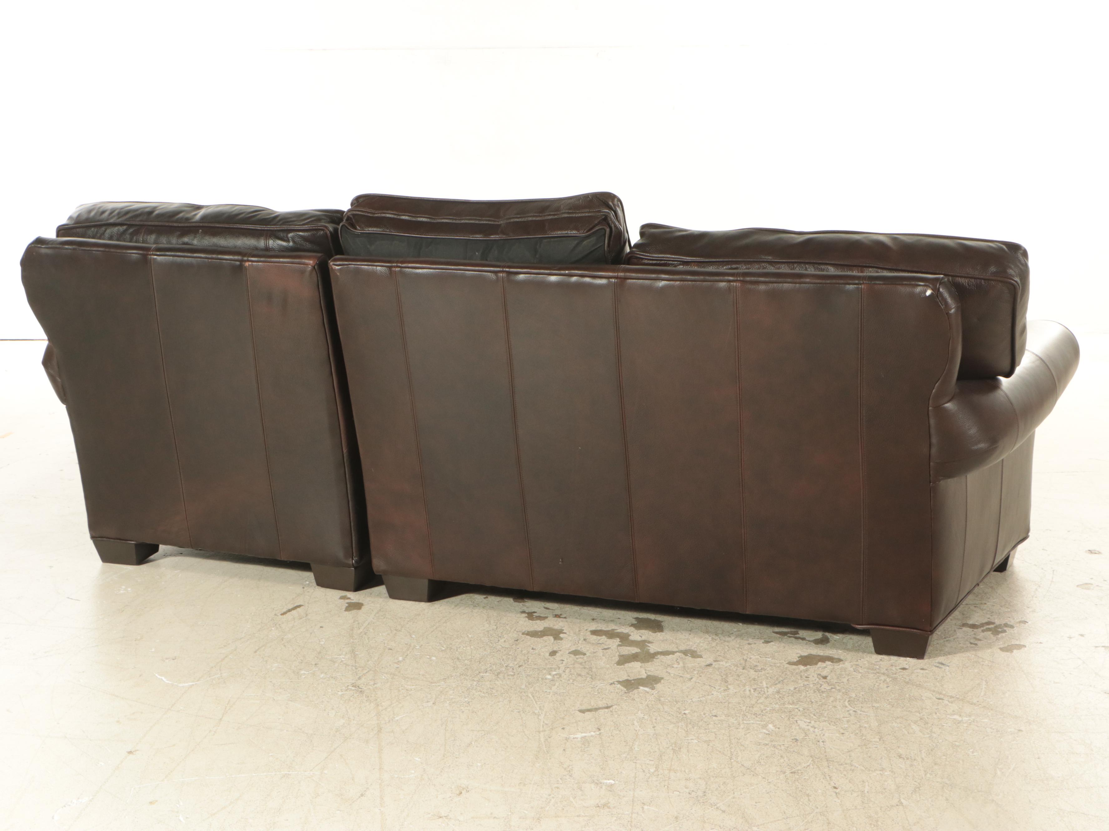 Arhaus "Brentwood" Leather Two-Piece Sectional Sofa with Chaise