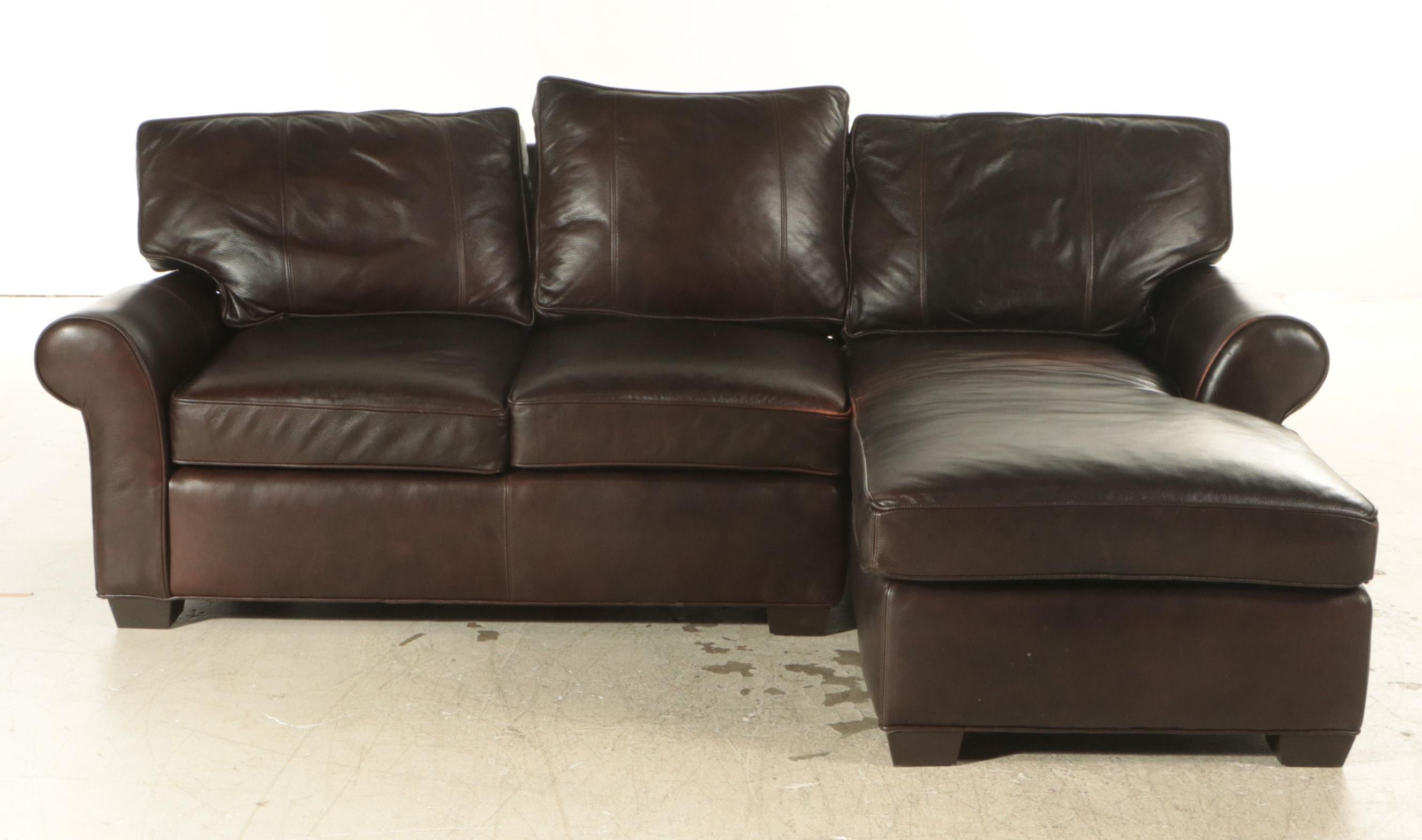 Arhaus "Brentwood" Leather Two-Piece Sectional Sofa with Chaise