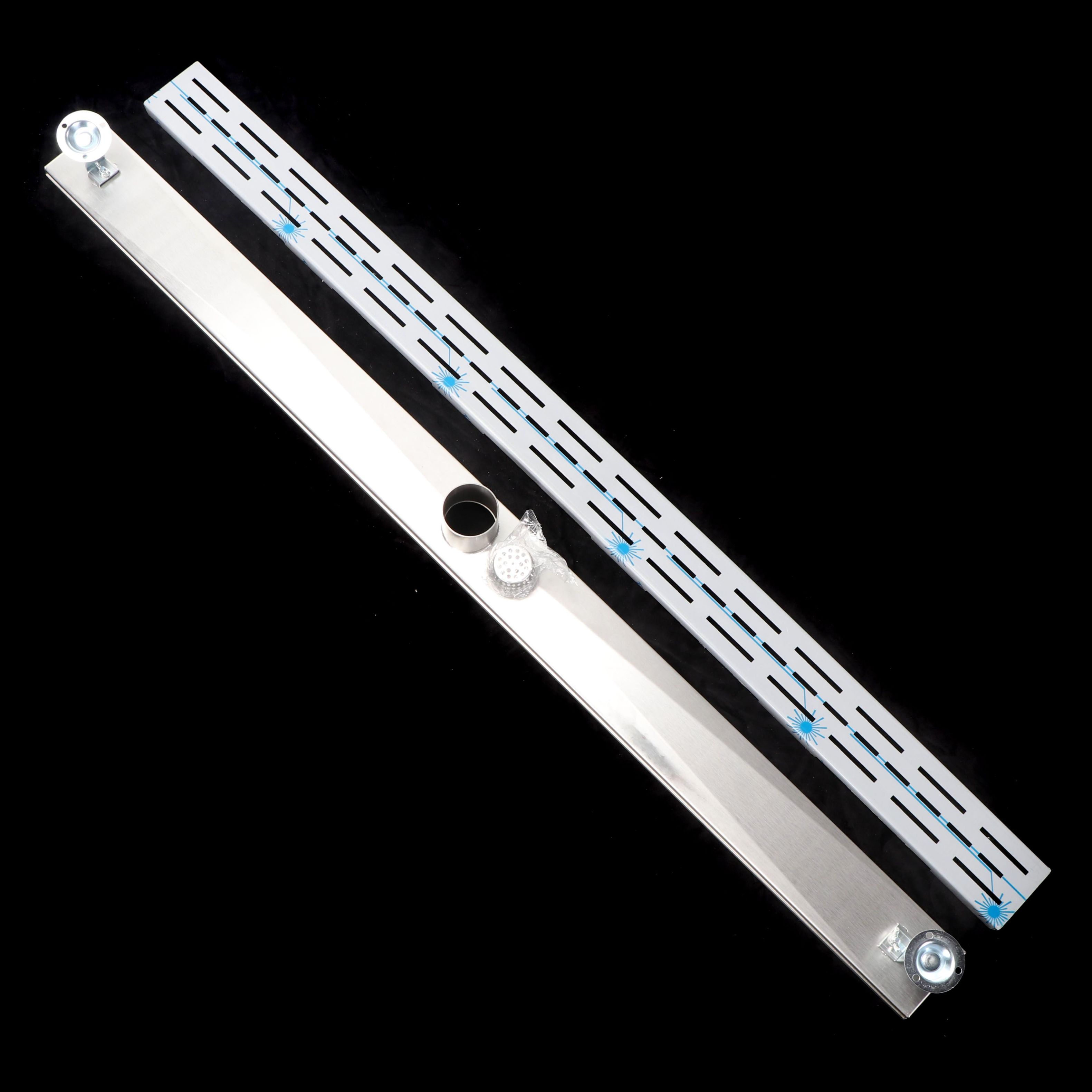 48" Outdoor Linear Shower Drain in Brushed Stainless Steel