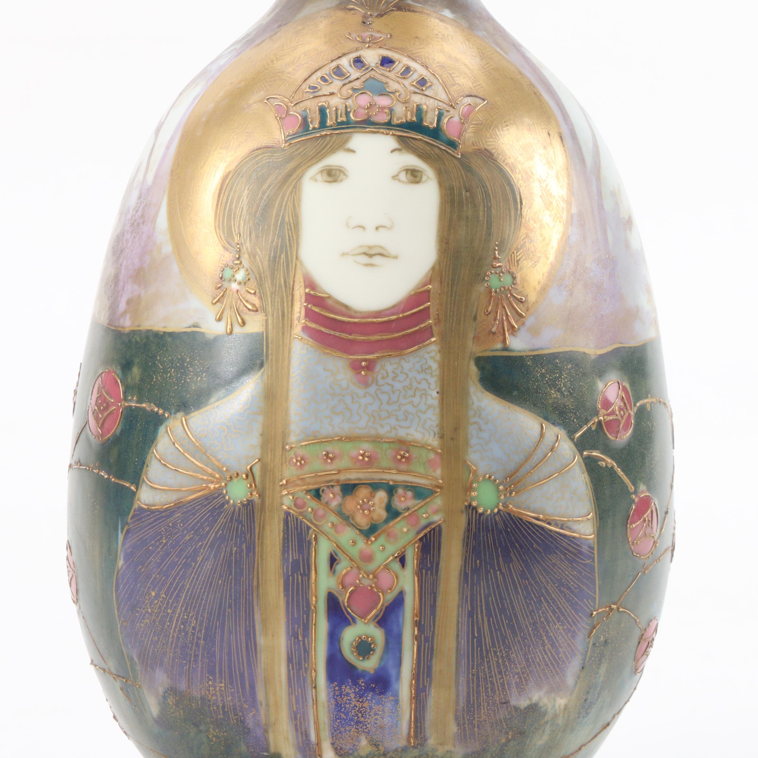 RStK Turn-Teplitz Amphora Art Nouveau Princess Porcelain Vase