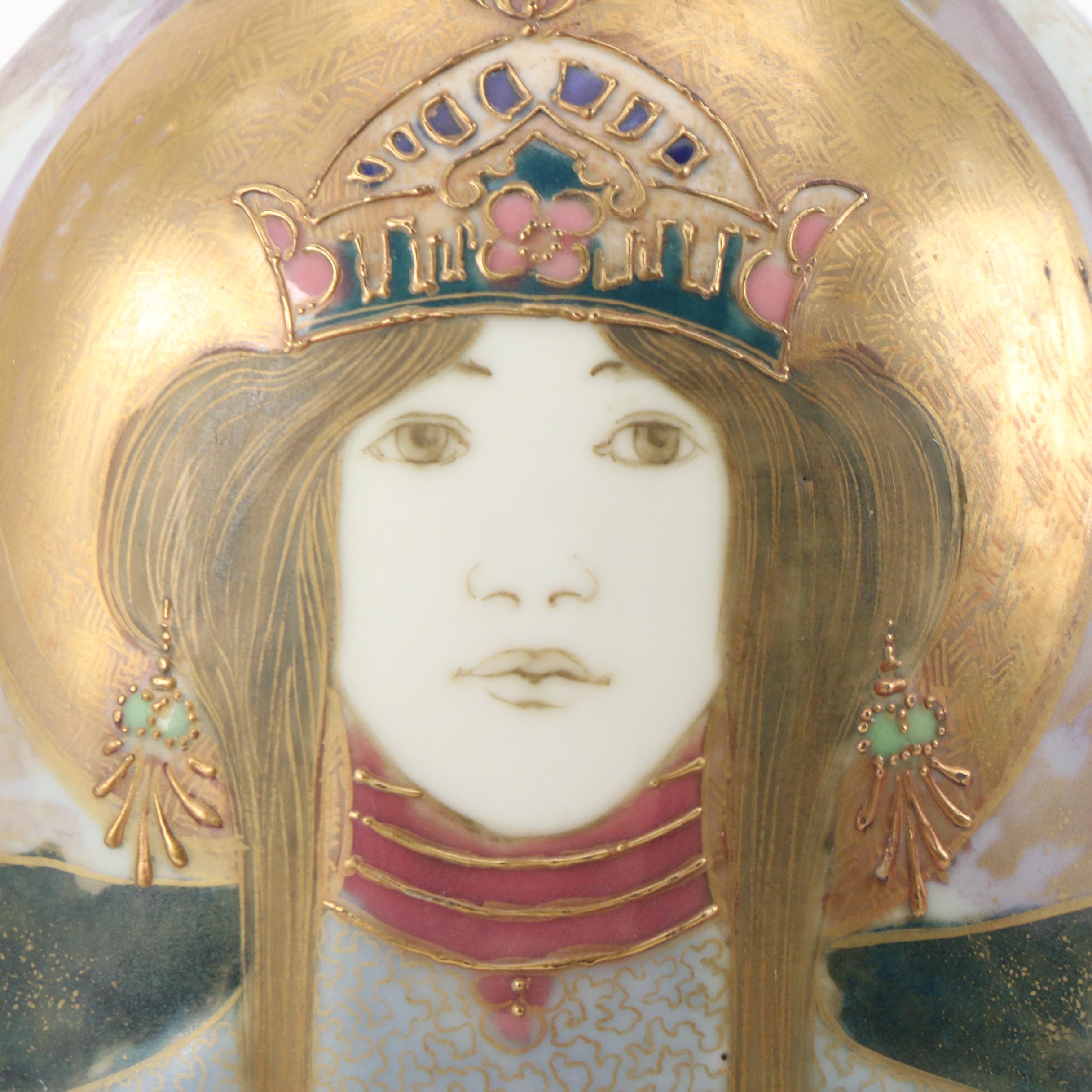 RStK Turn-Teplitz Amphora Art Nouveau Princess Porcelain Vase