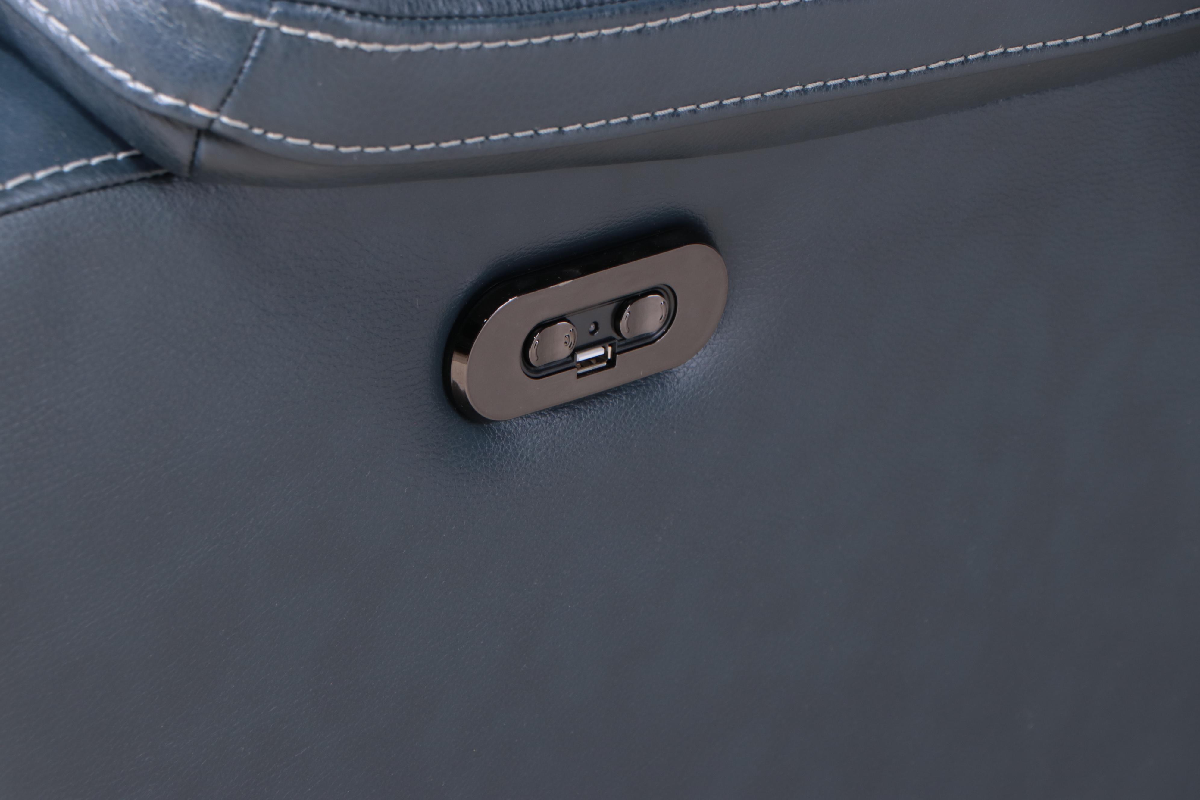 Northridge Home "Aleena" Reclining Blue Leather Sofa