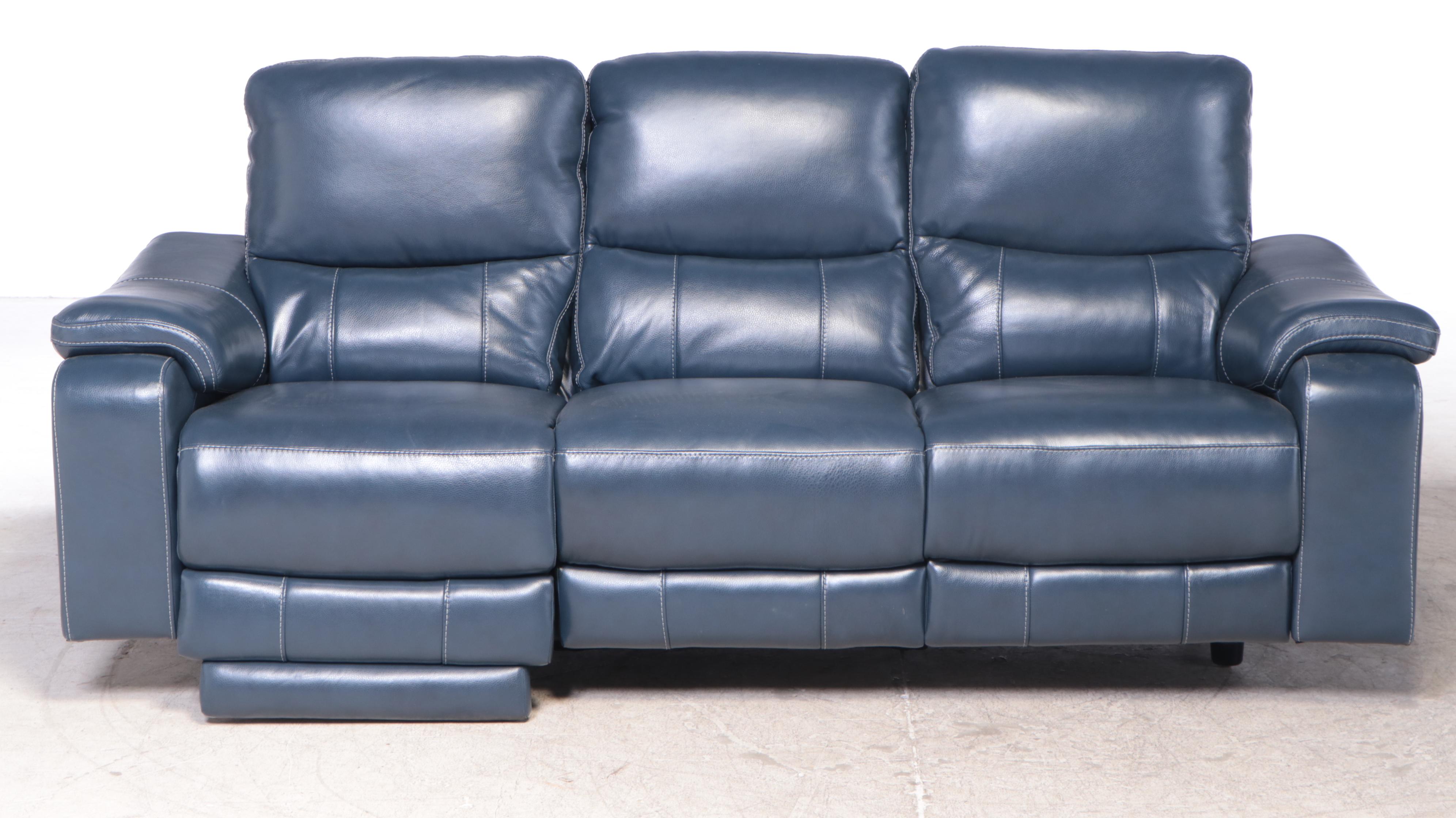 Northridge Home "Aleena" Reclining Blue Leather Sofa