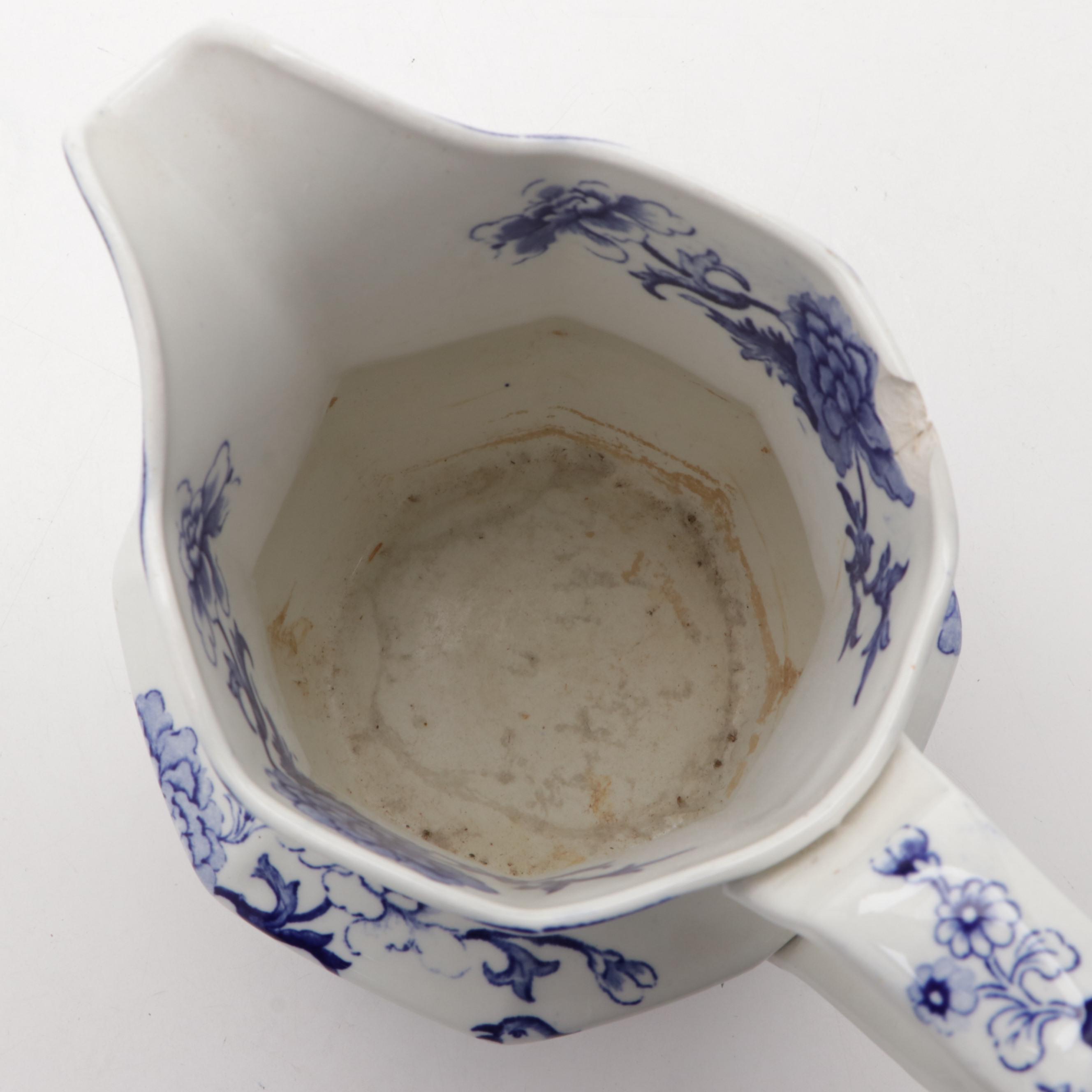 Mason's Ironstone Chinoiserie Blue and White Pitcher and Basin