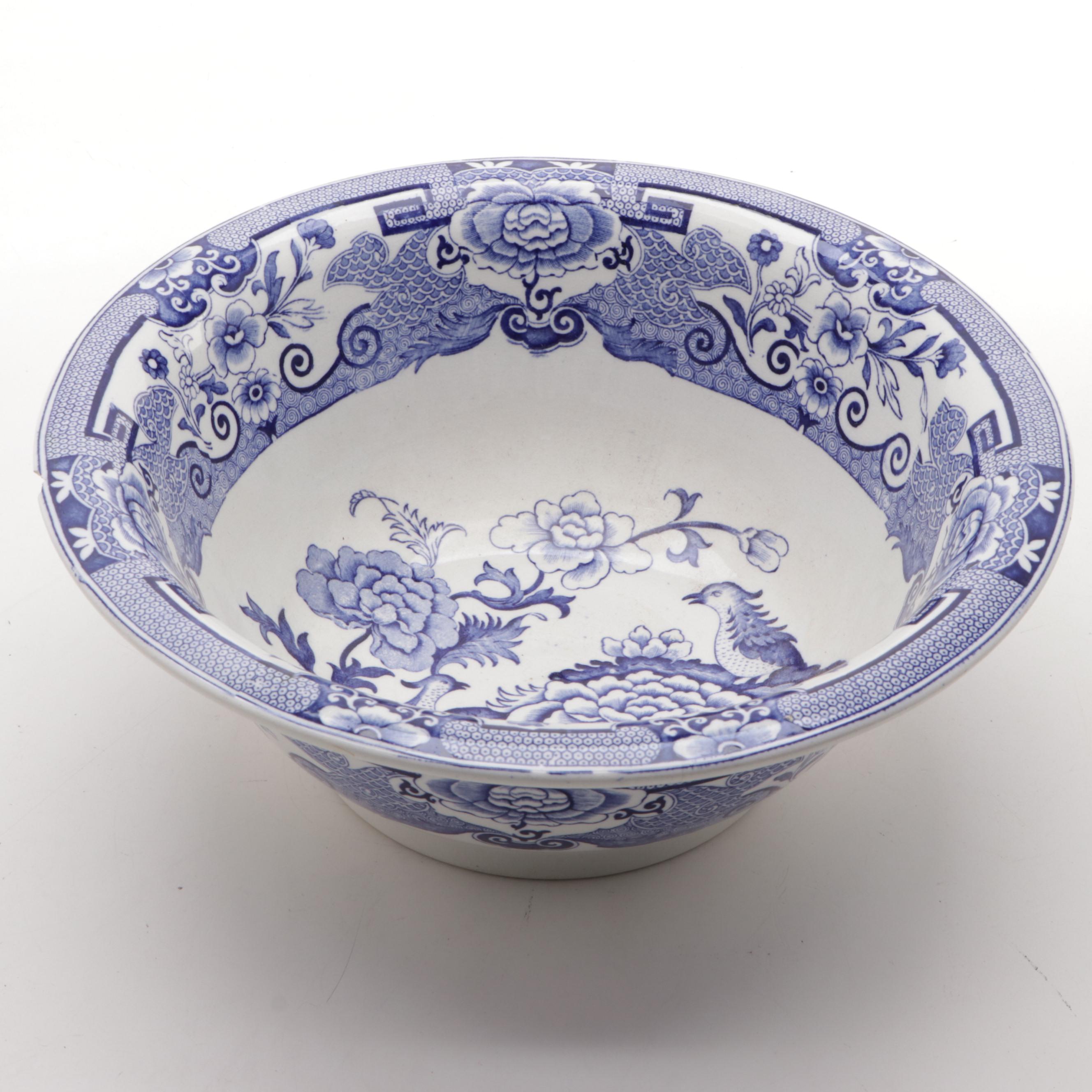 Mason's Ironstone Chinoiserie Blue and White Pitcher and Basin