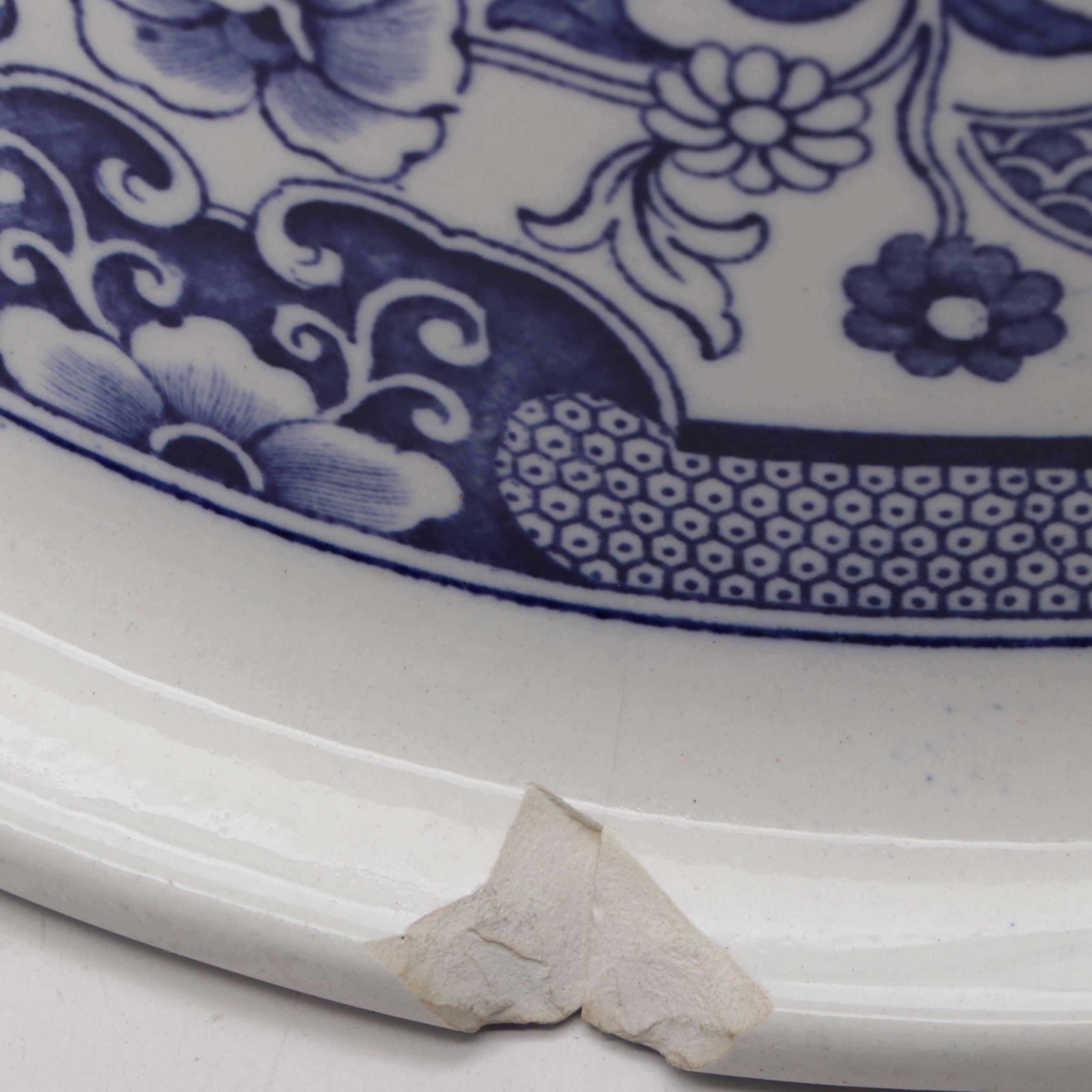 Mason's Ironstone Chinoiserie Blue and White Pitcher and Basin