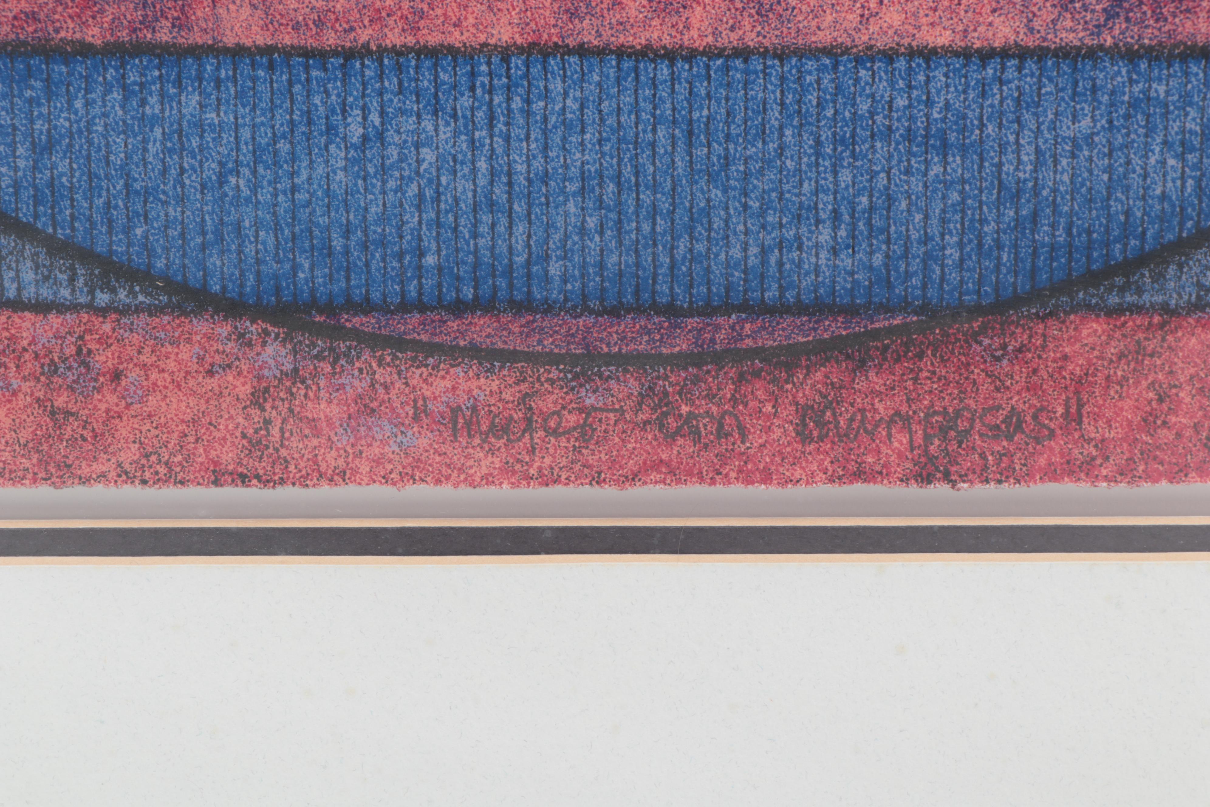 G.E. Mullan Serigraph "Mujer con Mariposa"