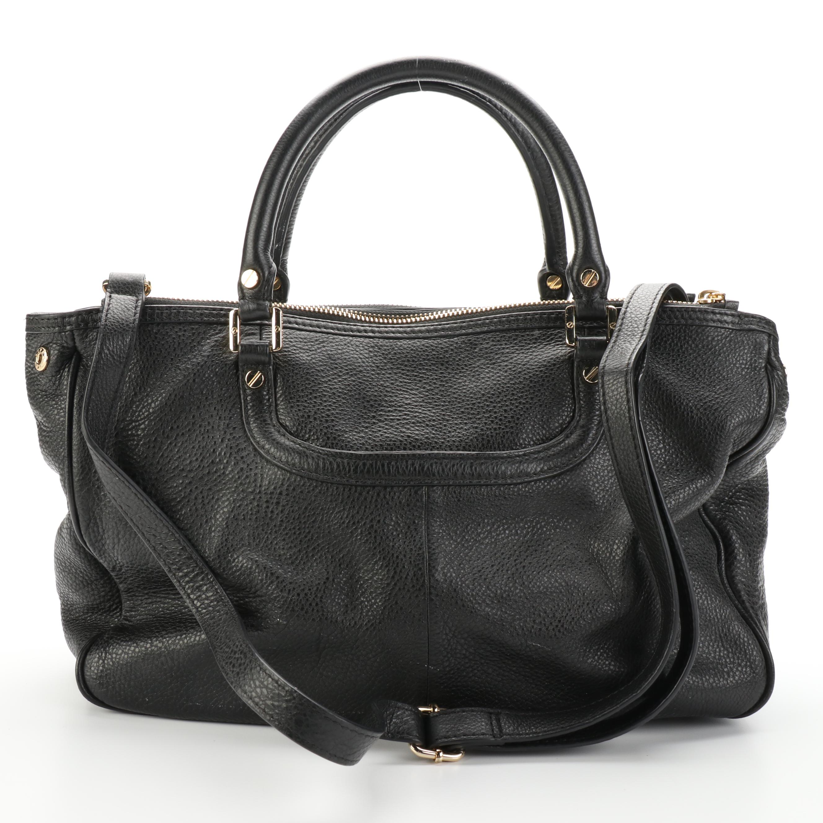 Tory Burch Amanda Satchel and Zip Wallet in Black Pebbled Leather