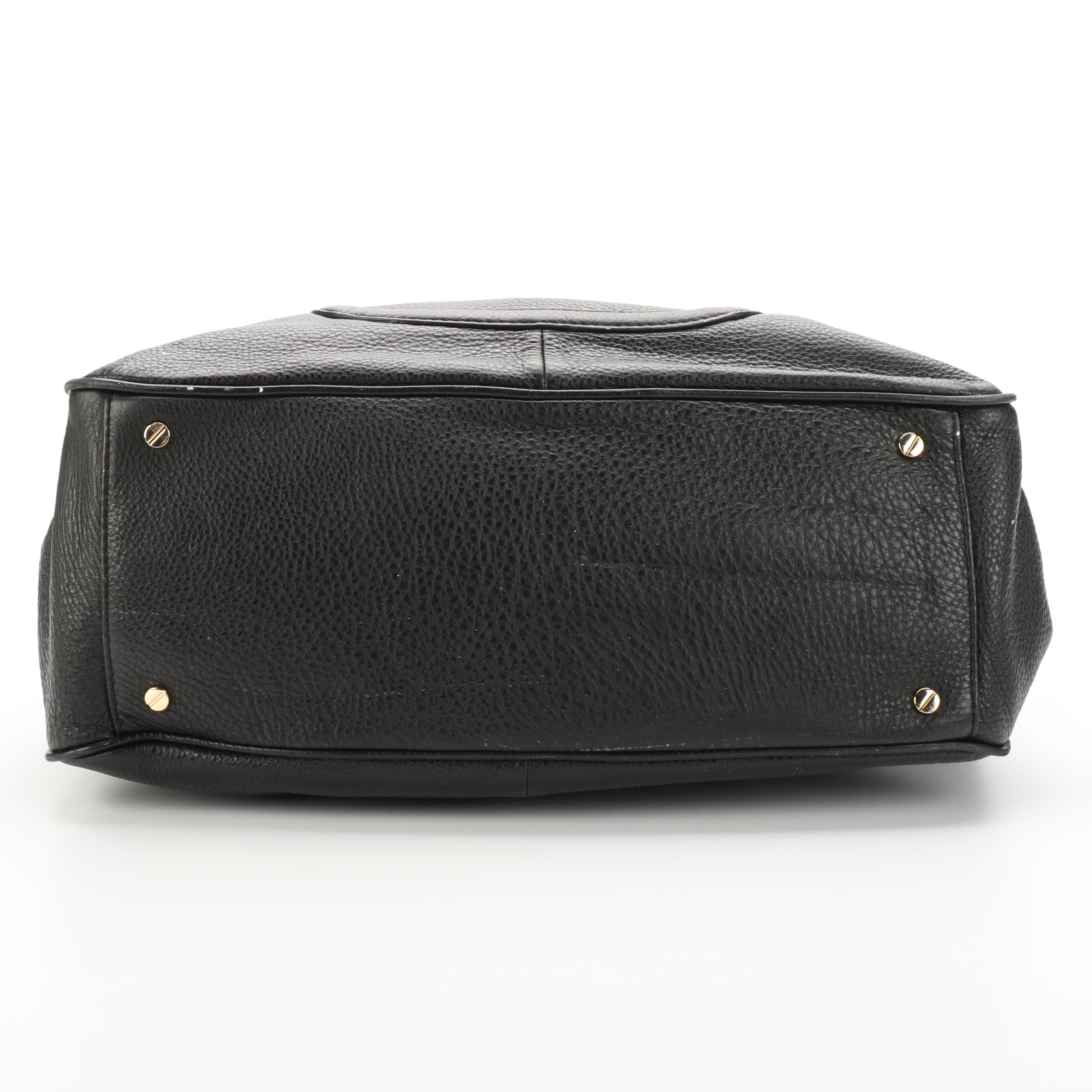 Tory Burch Amanda Satchel and Zip Wallet in Black Pebbled Leather