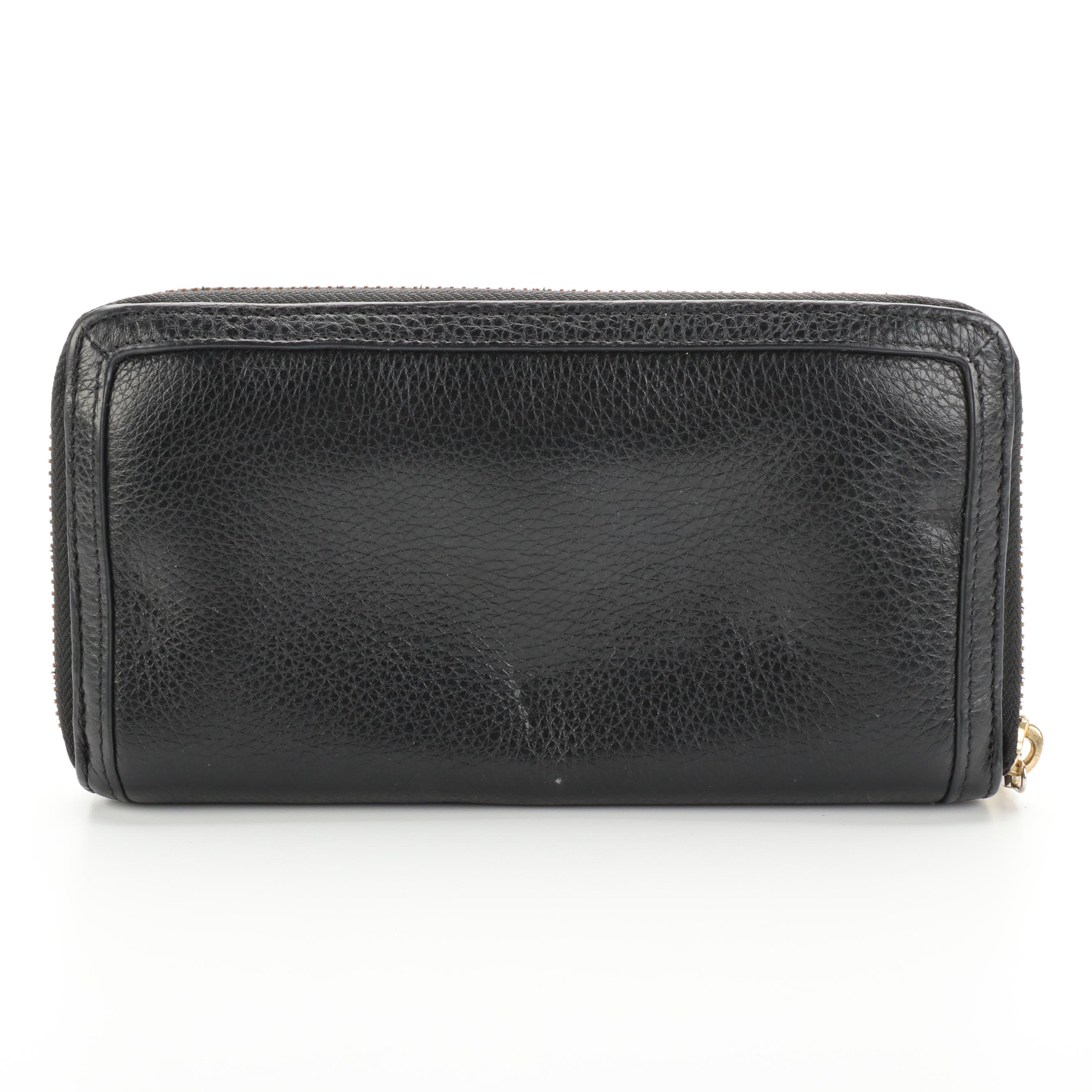 Tory Burch Amanda Satchel and Zip Wallet in Black Pebbled Leather