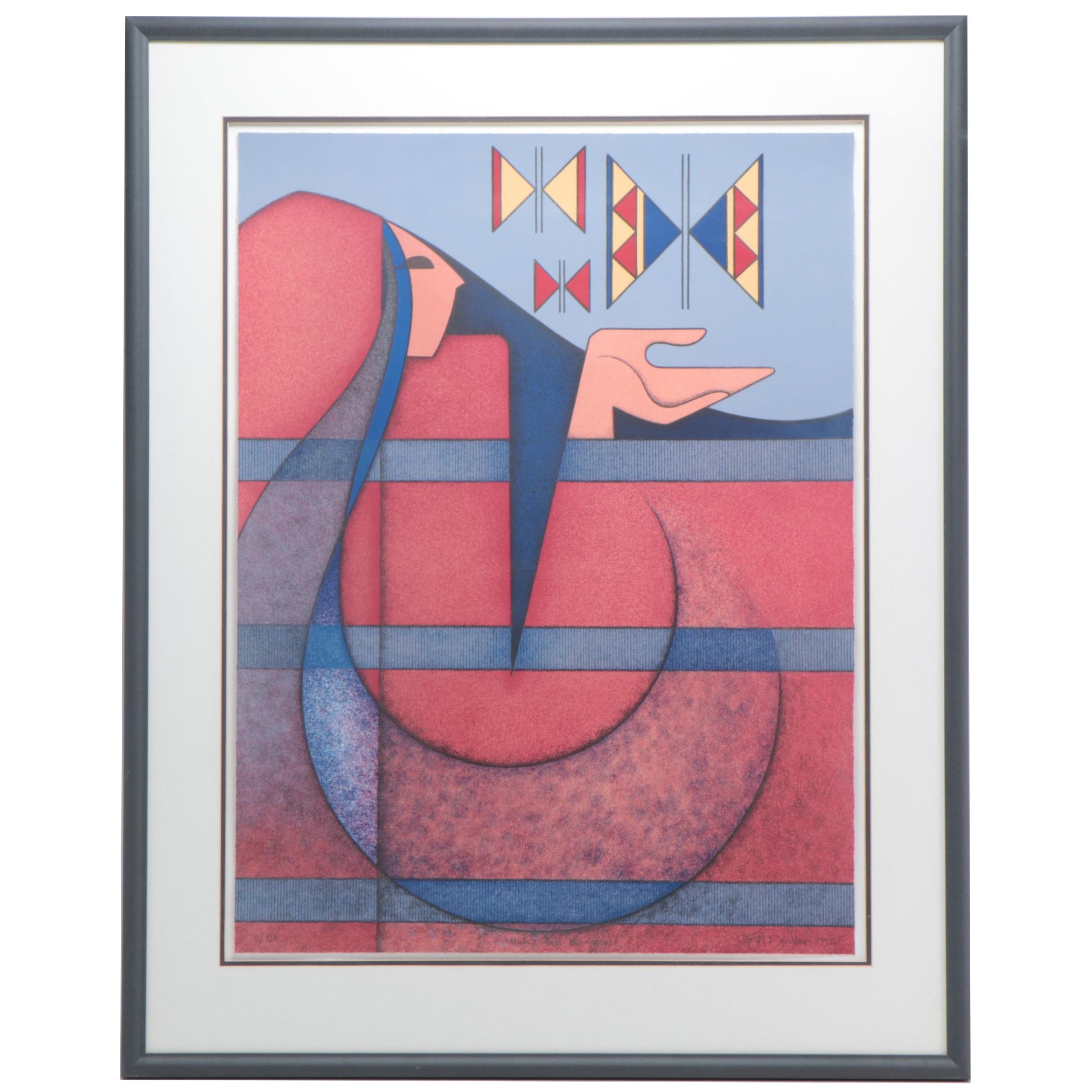 G.E. Mullan Serigraph "Mujer con Mariposa"