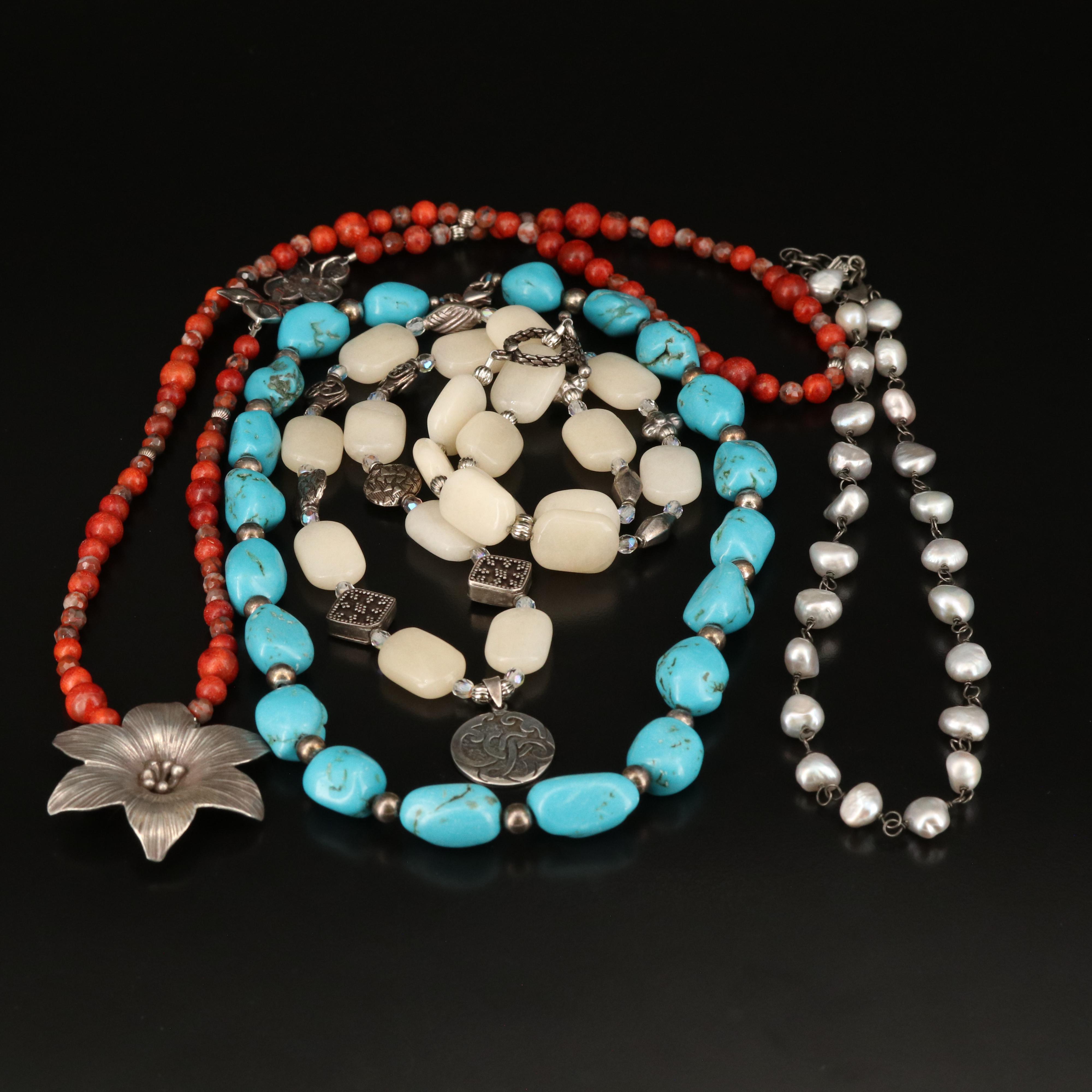 Necklace Selection Featuring Sterling, Silpada and Pearls