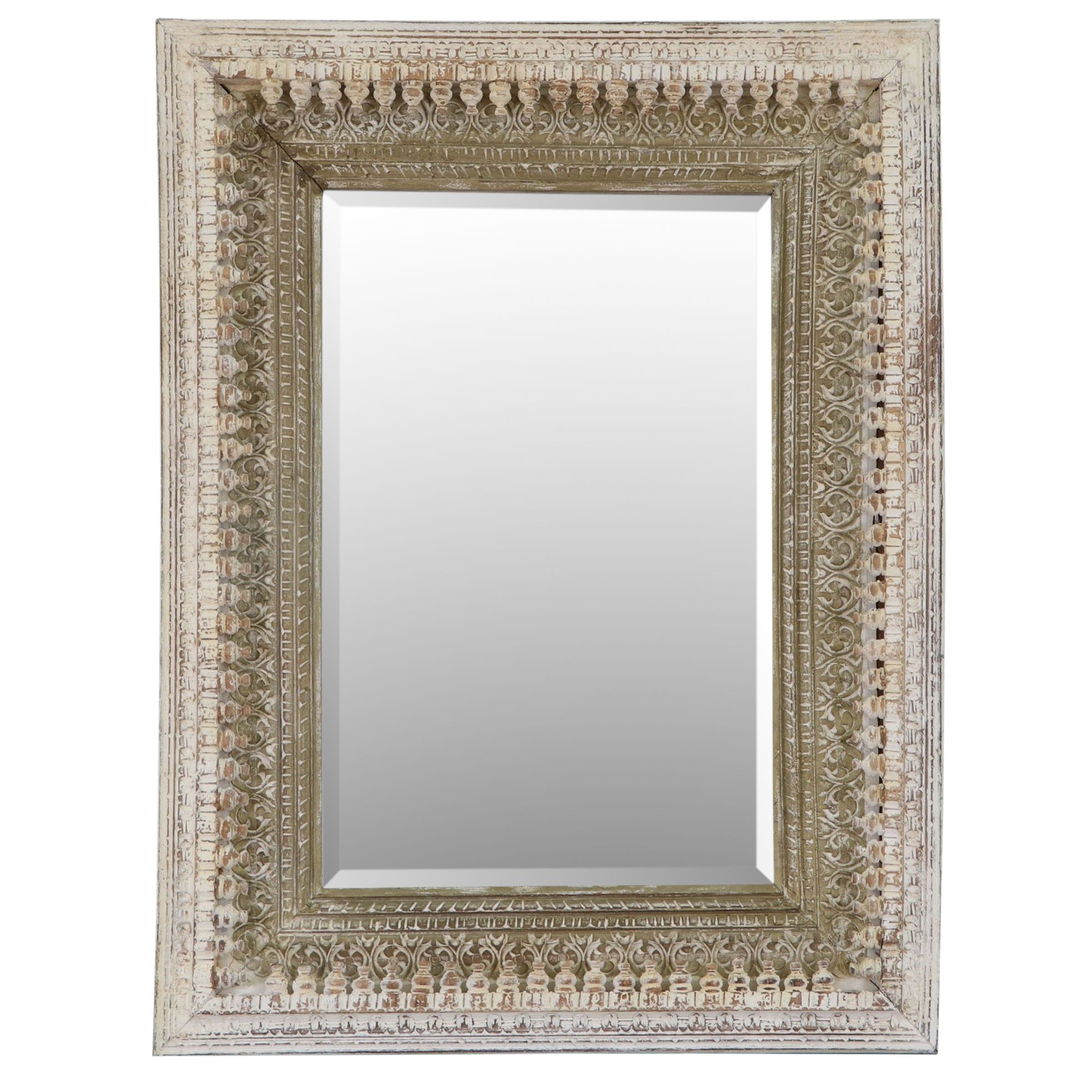 Arhaus Furniture Madhava Beveled Glass Wall Mirror with Distressed Finish