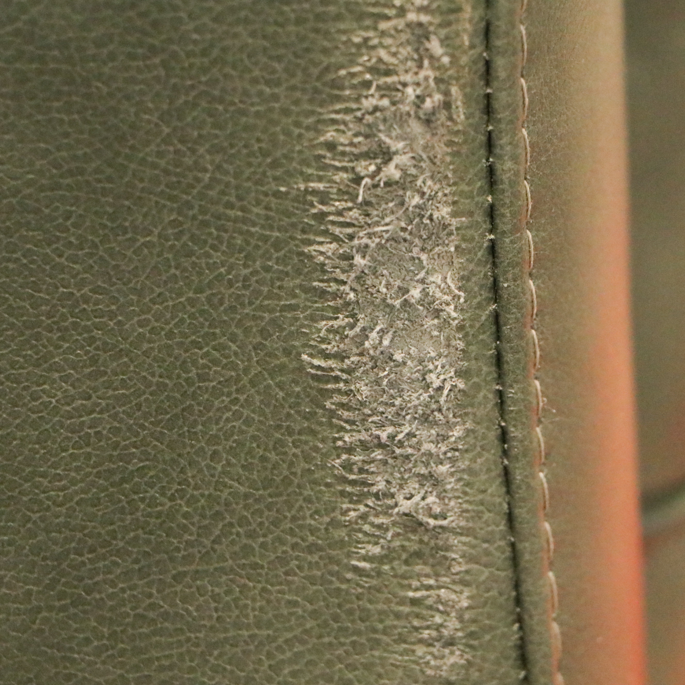 Trayton Furniture Co. Modernist Style Green Leather Sofa