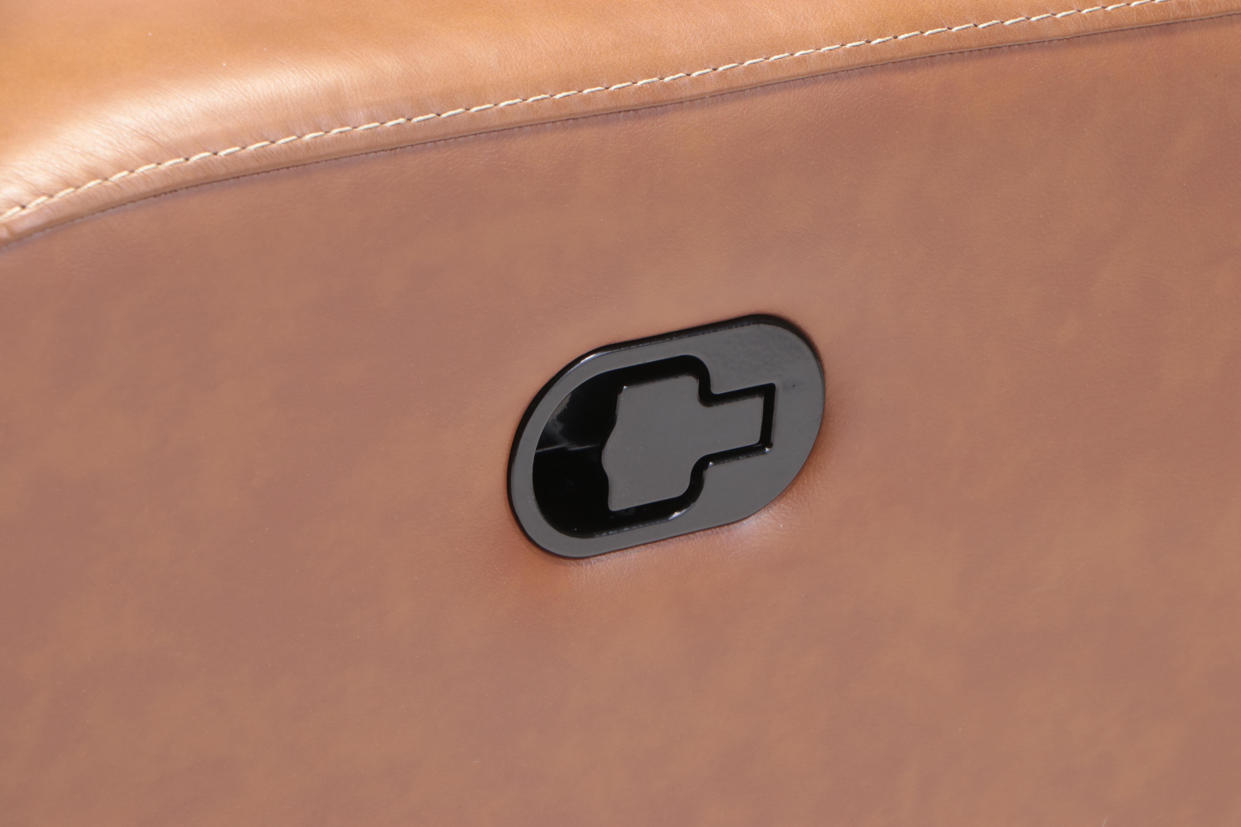 Member's Mark "Manhattan" Top-Grain Leather Reclining Sofa in Caramel