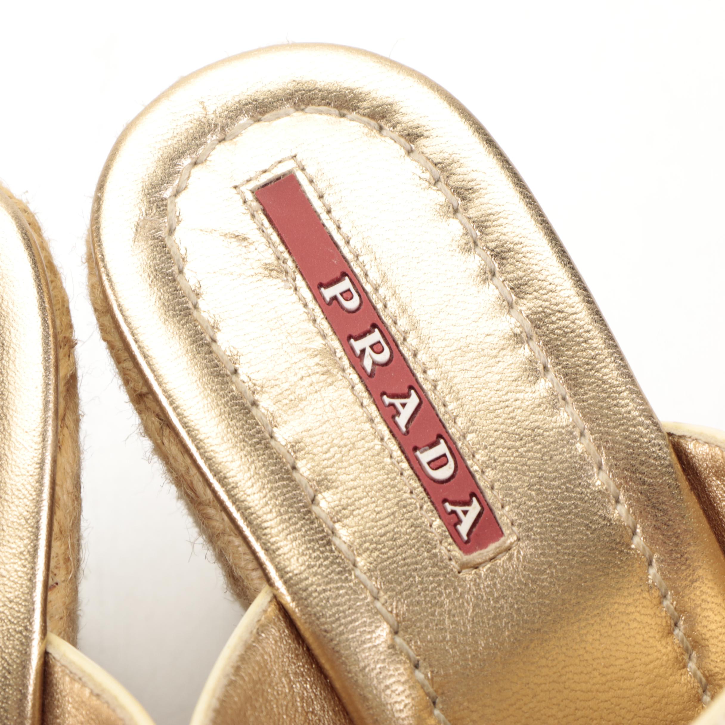 Prada Sport Platform Wedges in Embellished Patent Leather