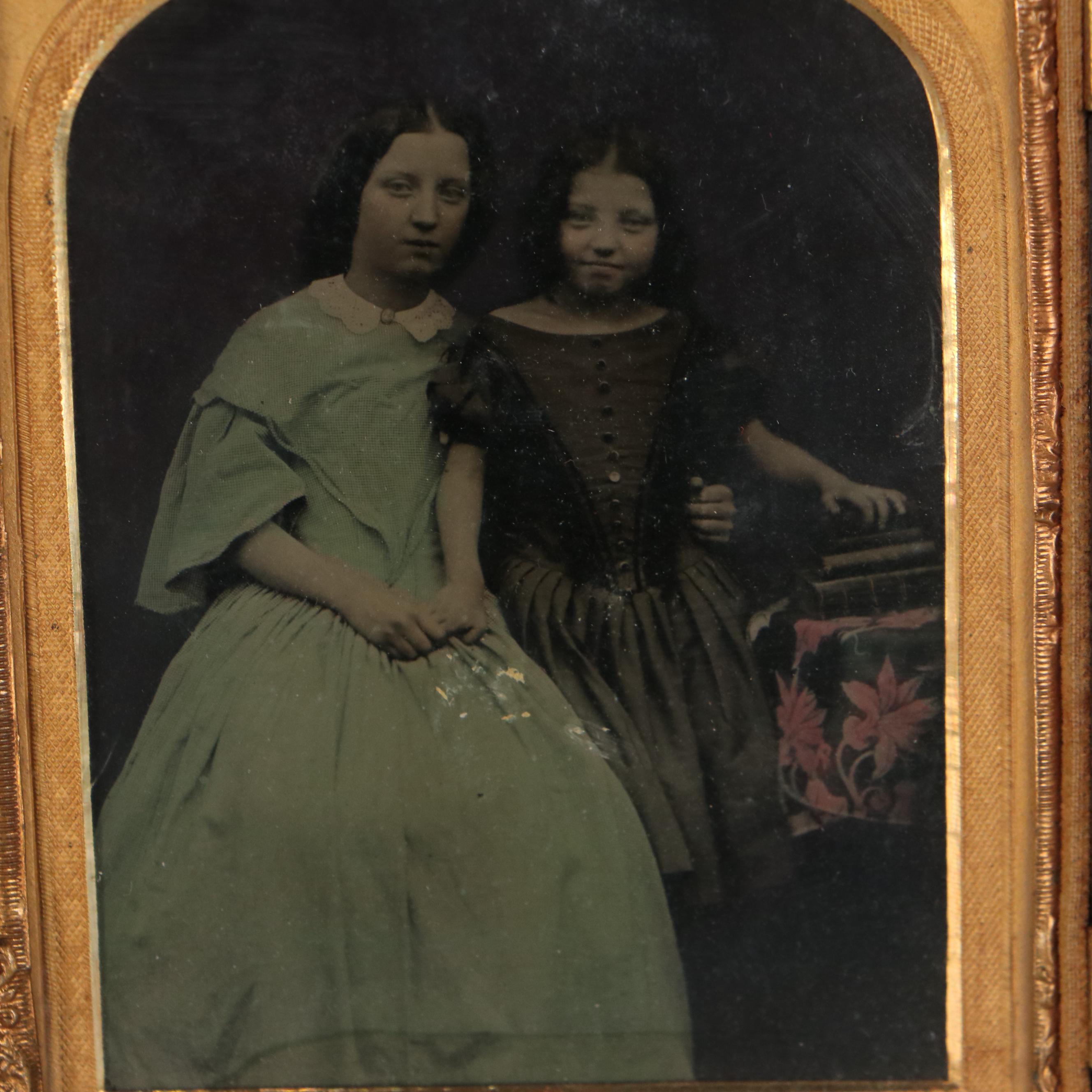 Family Portrait Ambrotype in Sculpted Case, Circa 1860