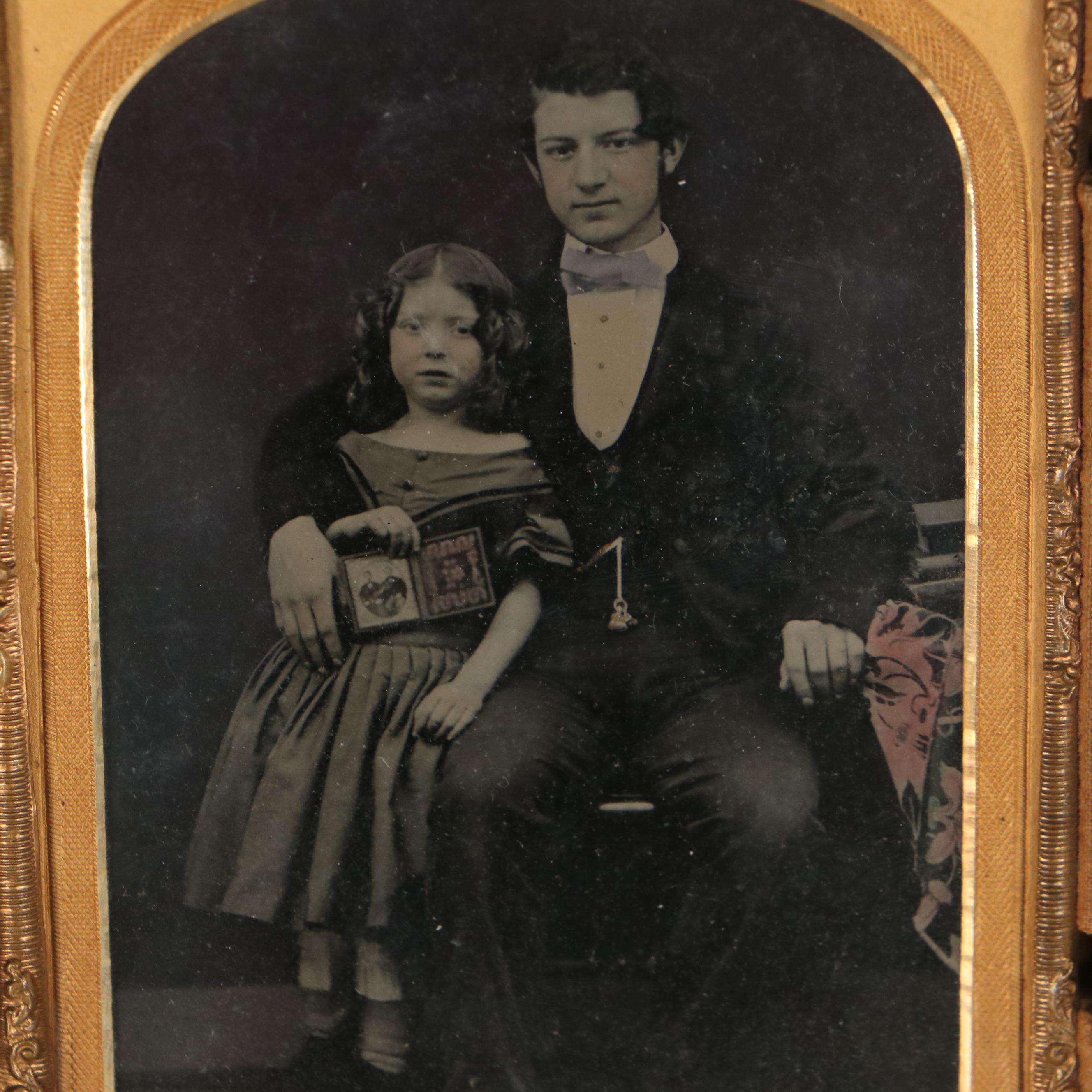 Family Portrait Ambrotype in Sculpted Case, Circa 1860