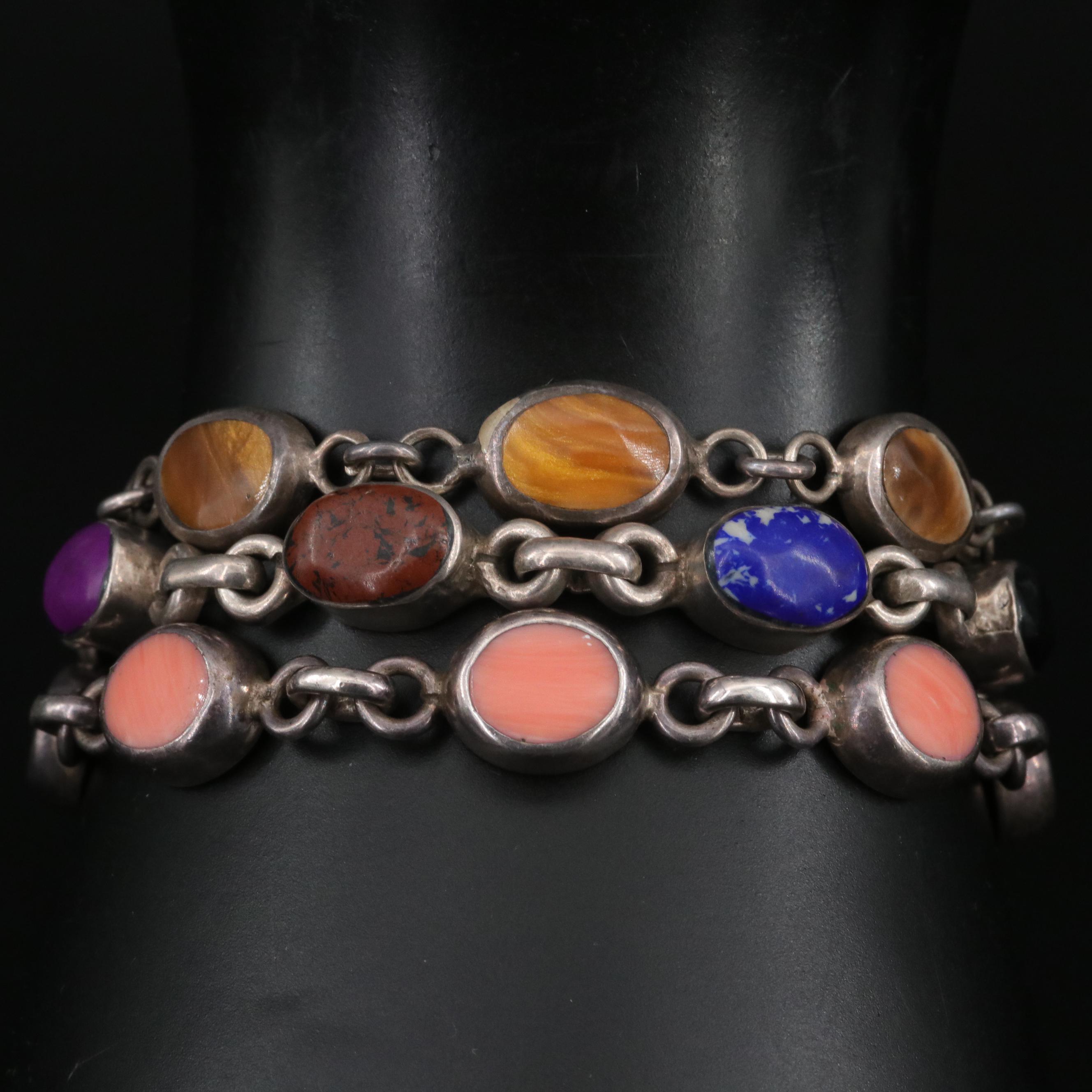 Sterling Bracelets Including Mexican, Faux Turquoise and Faux Coral