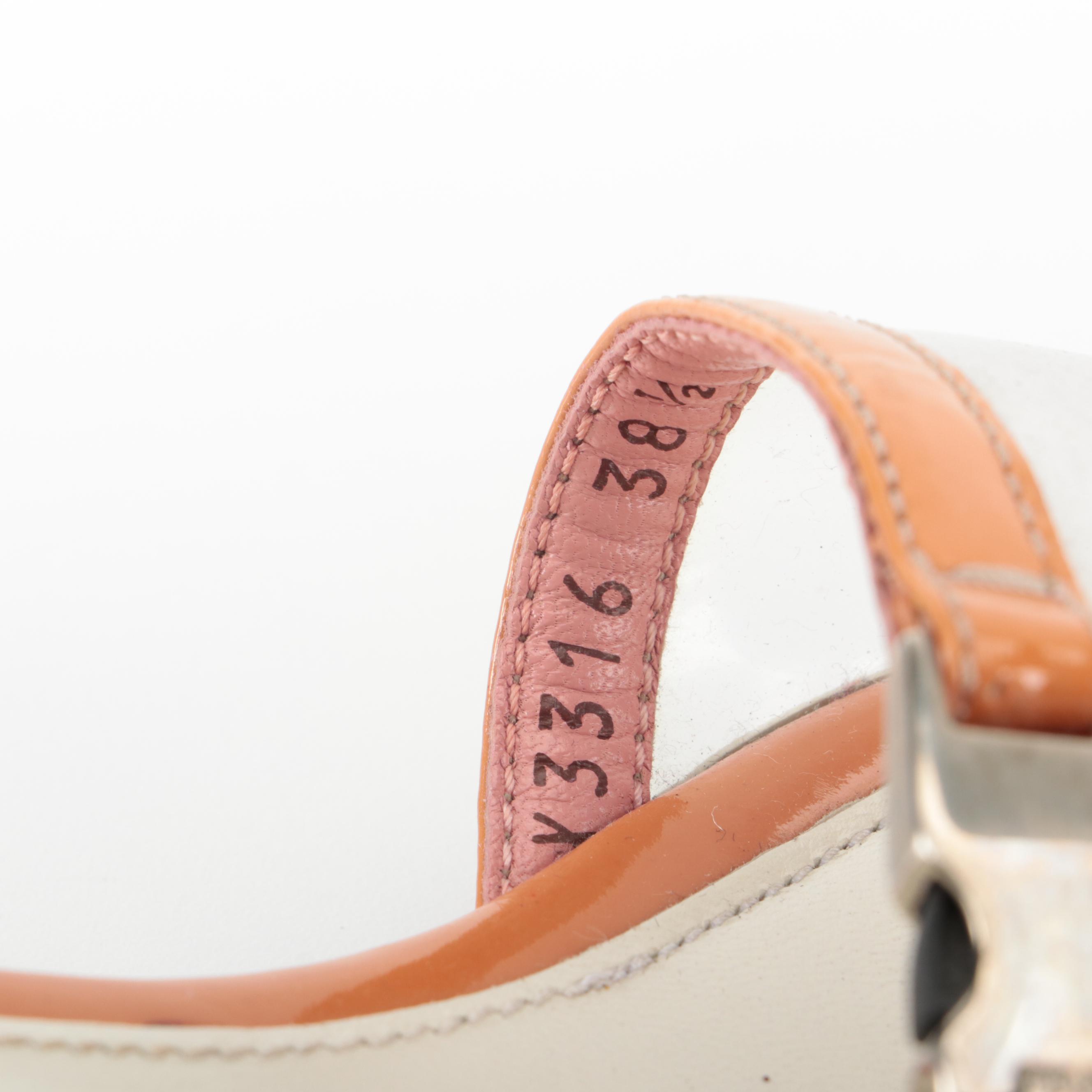 Prada Vinyl and Leather Slide Sandals with Buckle Embellishment