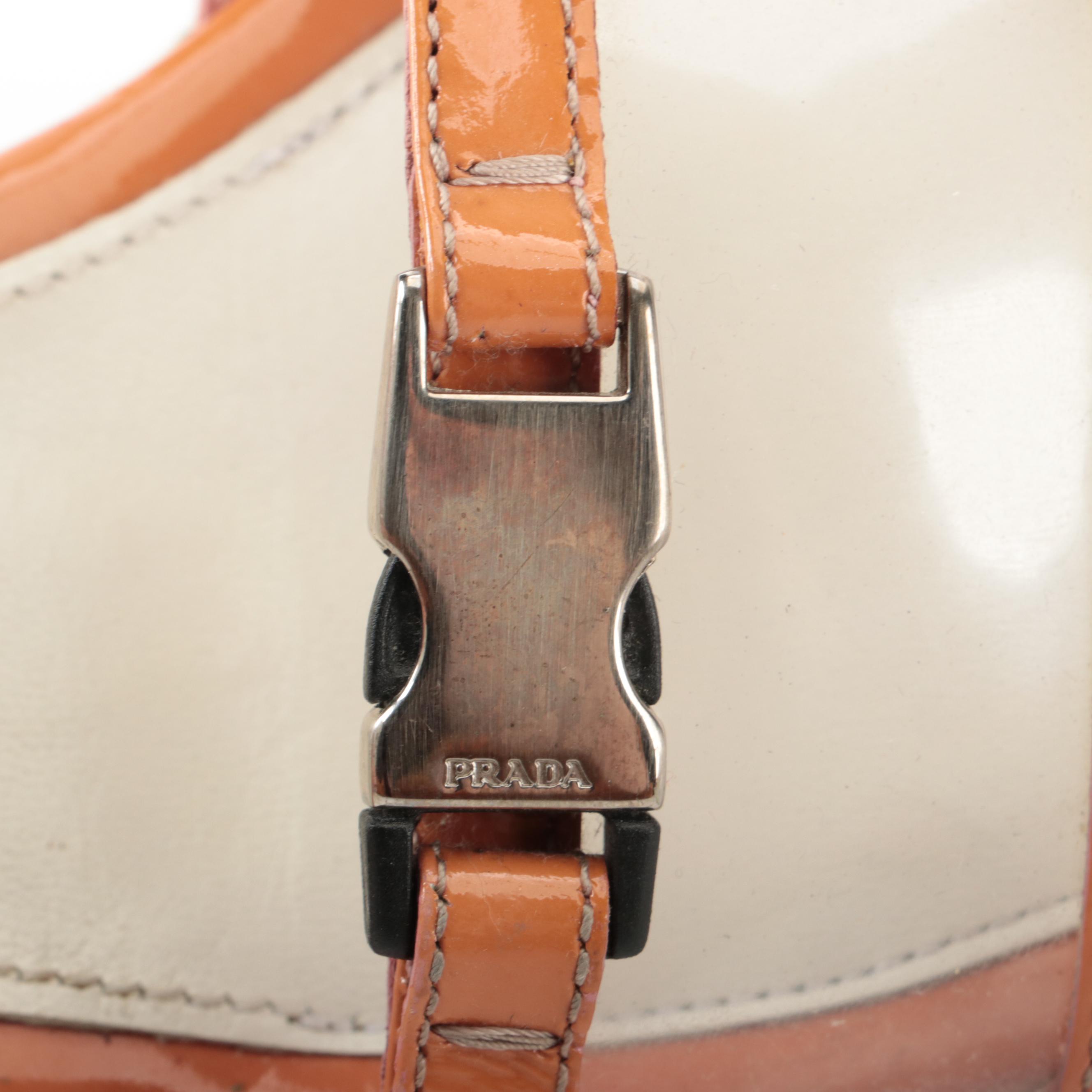 Prada Vinyl and Leather Slide Sandals with Buckle Embellishment