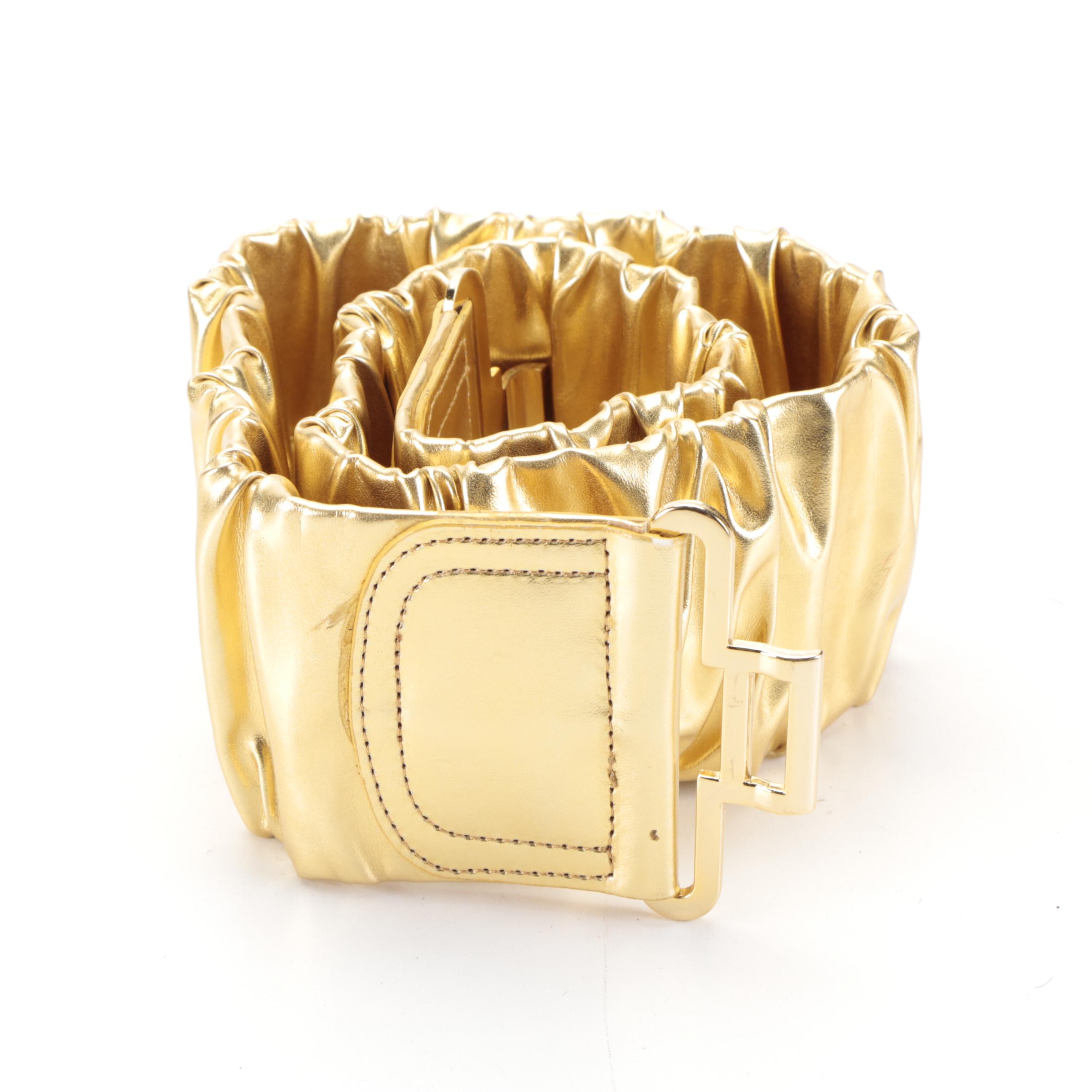 Metallic Oversized Ruched Leather Belt and More