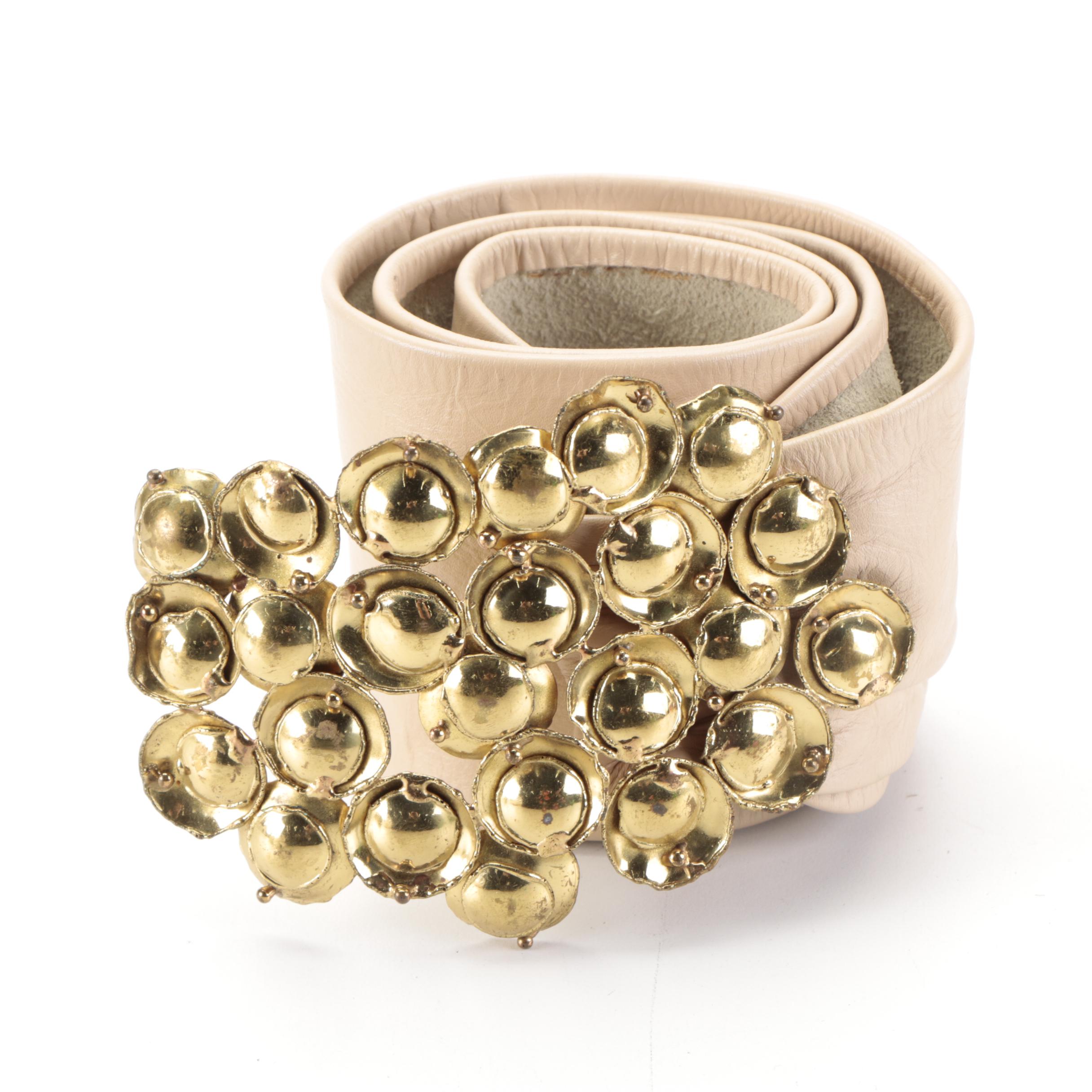 Metallic Oversized Ruched Leather Belt and More