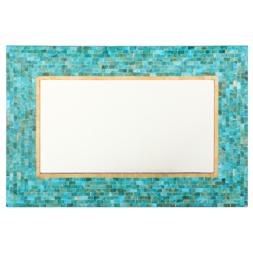 Ross Turquoise Glass Tiled Wall Mirror