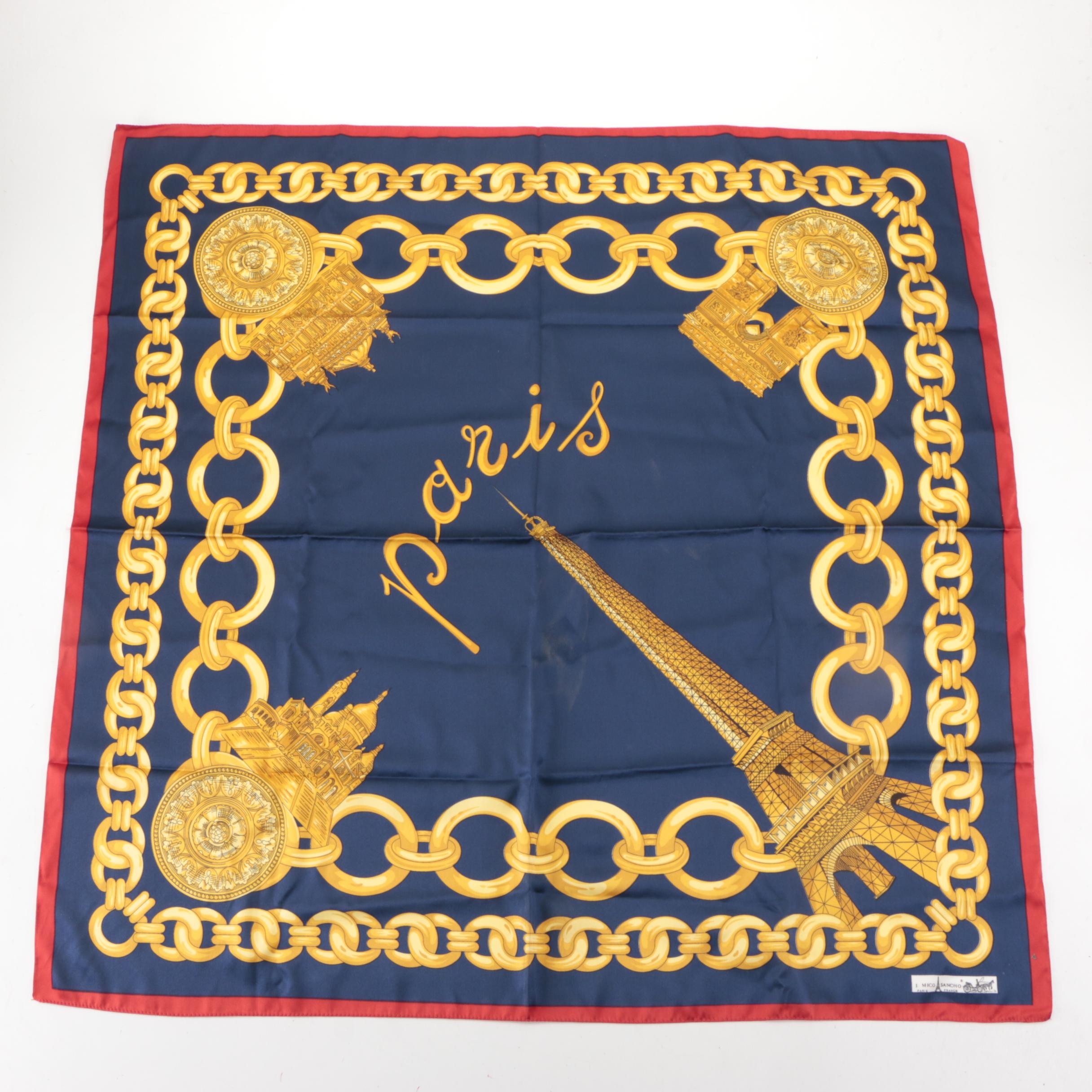 J. Mico Sancho Paris Landmarks Scarf, Hand Blocked Wool Scarf and Other Scarf