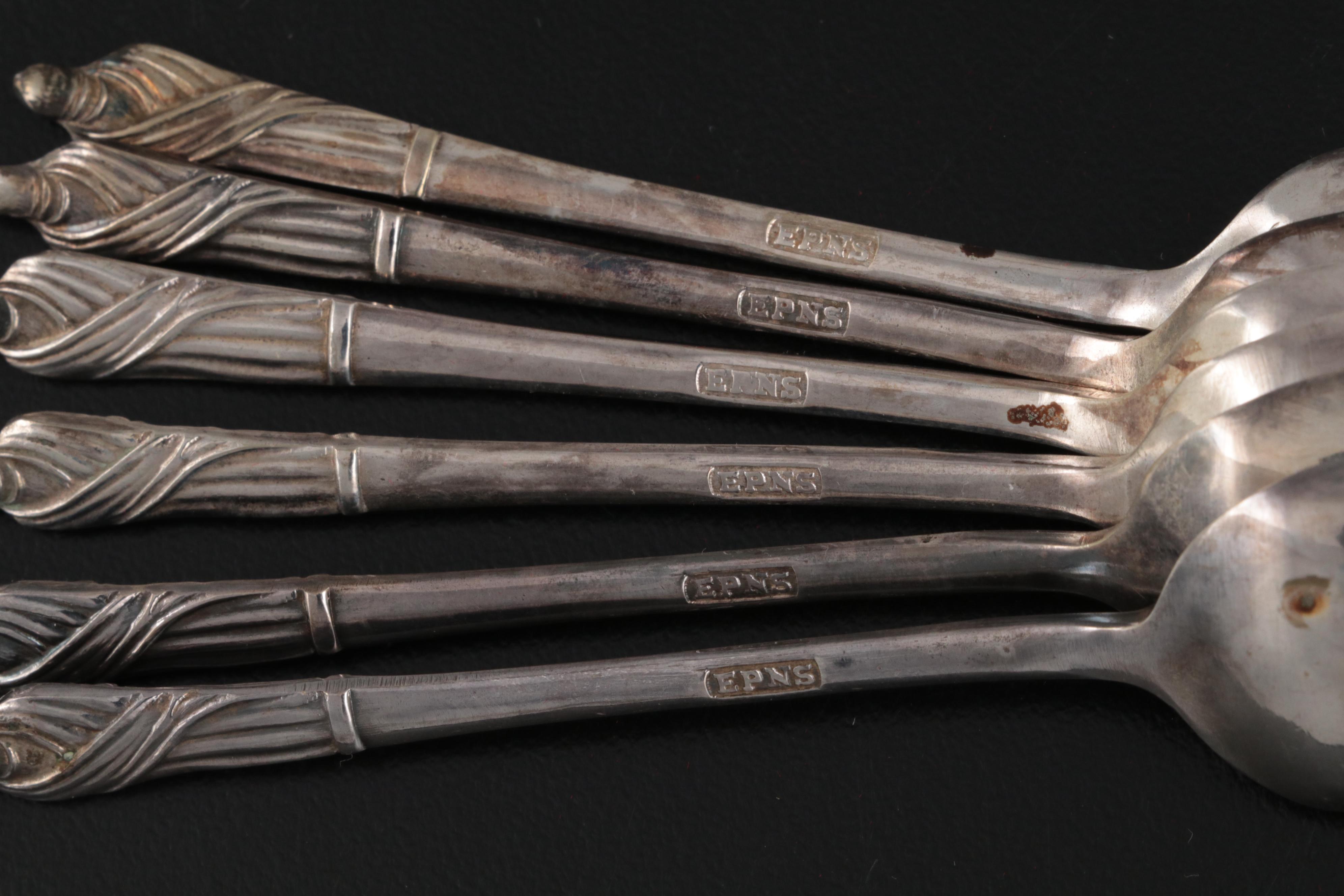 Wallace "Joan" and Other Silver Plate Spoons with Osaka Titanium Co. Spoon Set