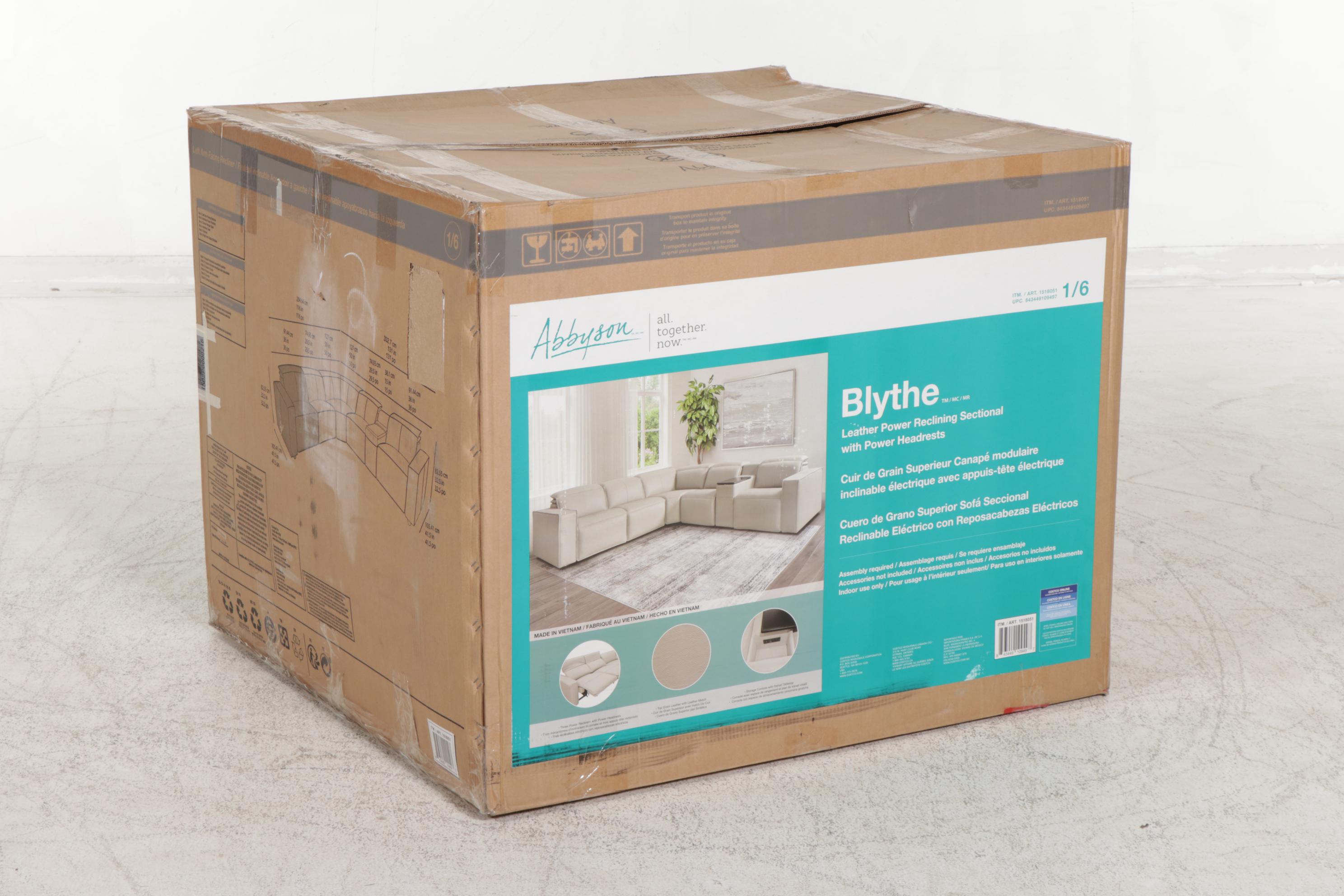 Abbyson "Blythe" Leather Power Reclining Sectional Sofa