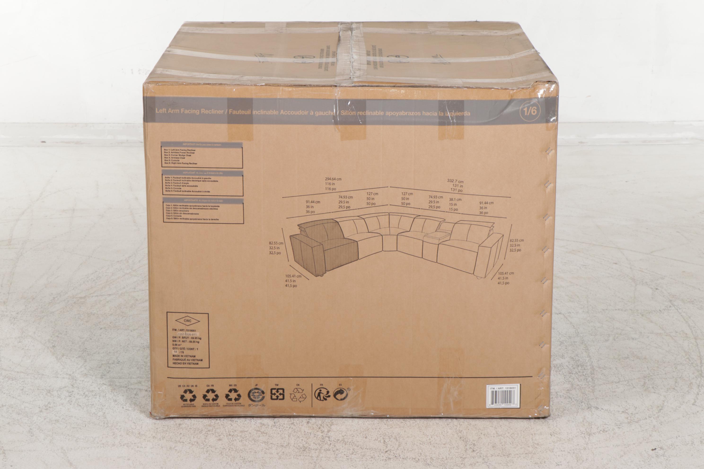 Abbyson "Blythe" Leather Power Reclining Sectional Sofa