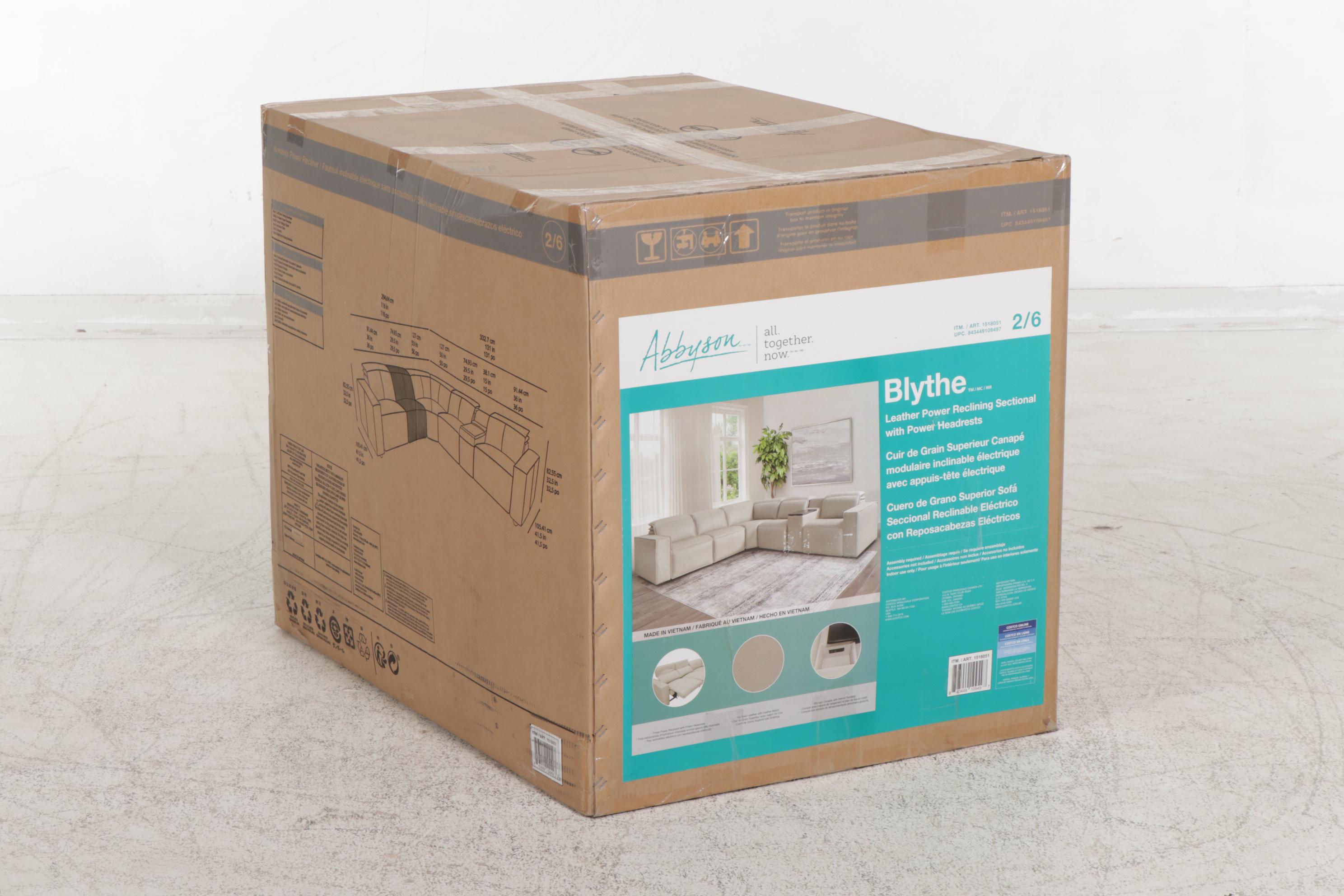 Abbyson "Blythe" Leather Power Reclining Sectional Sofa