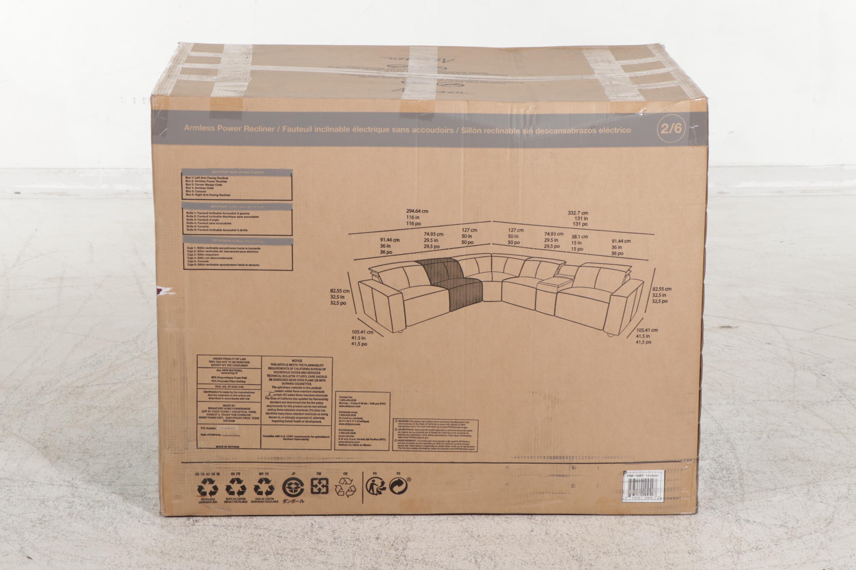 Abbyson "Blythe" Leather Power Reclining Sectional Sofa