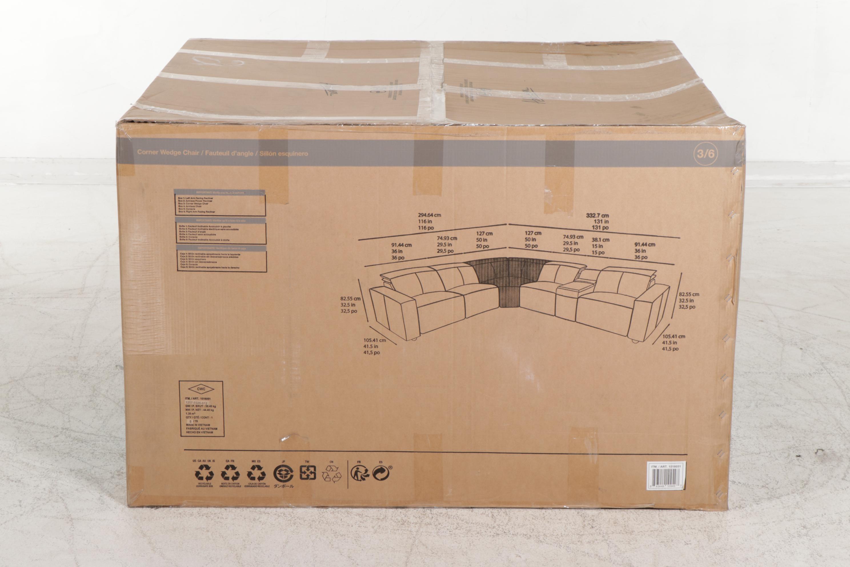 Abbyson "Blythe" Leather Power Reclining Sectional Sofa