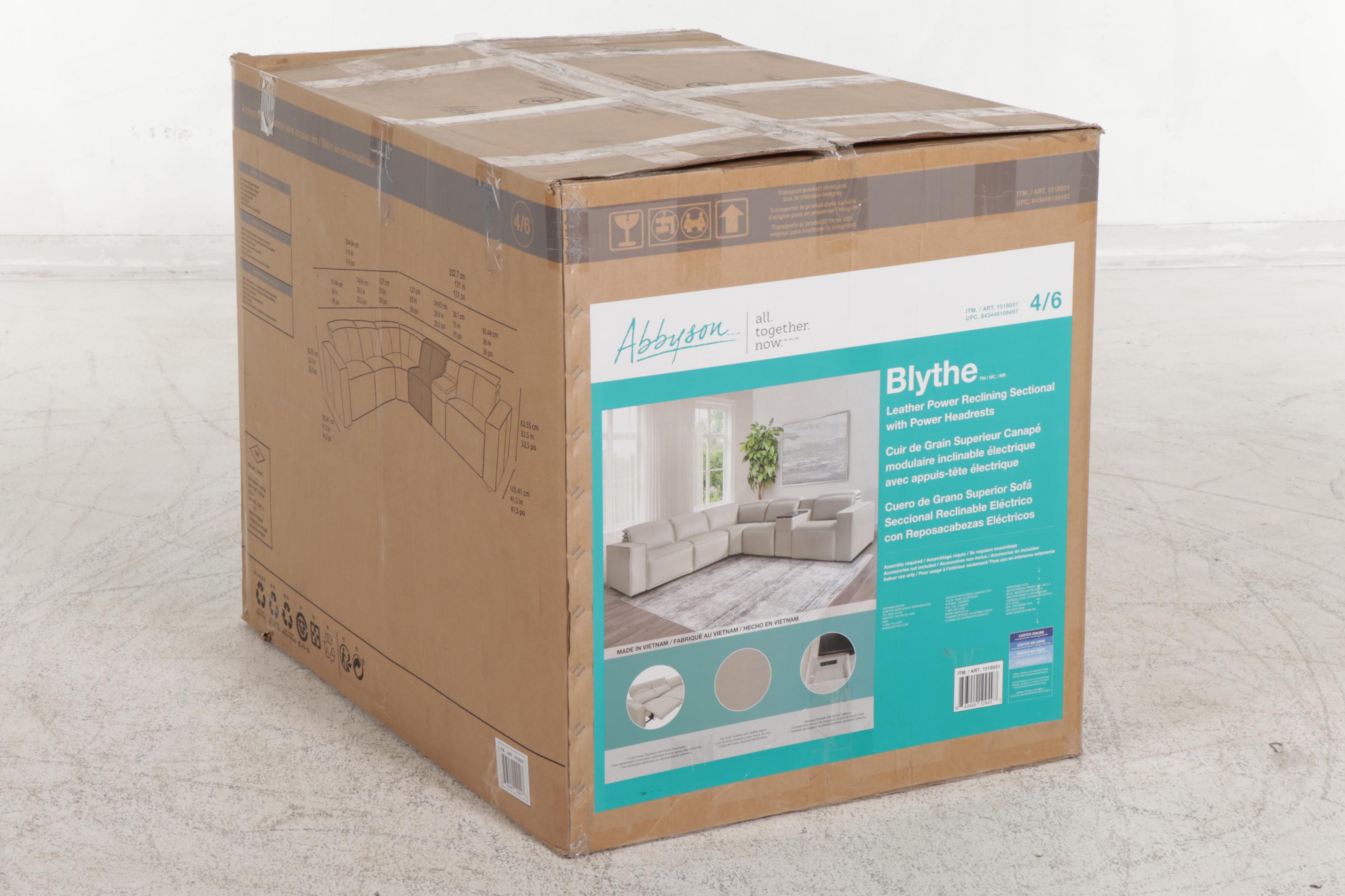 Abbyson "Blythe" Leather Power Reclining Sectional Sofa