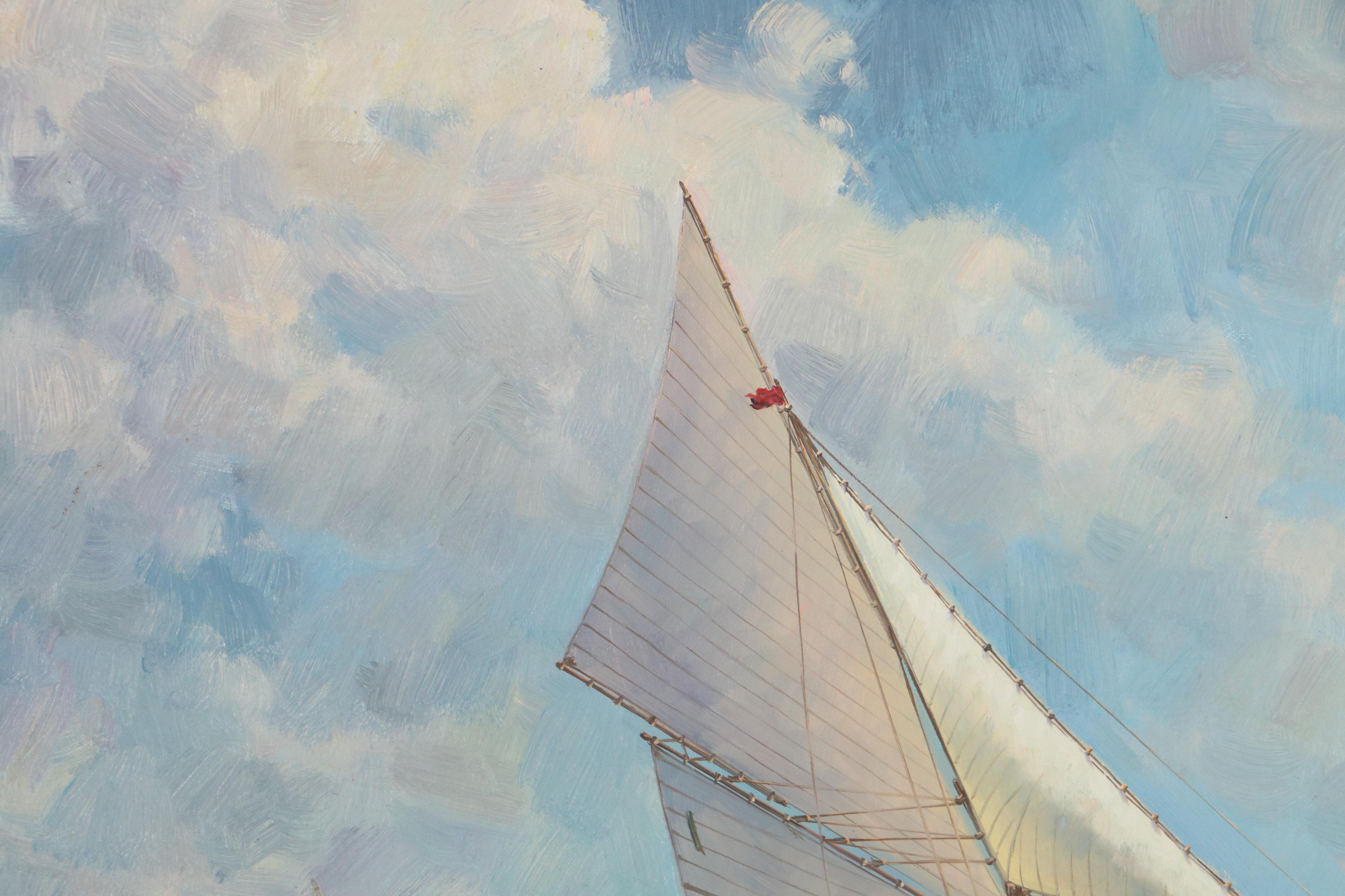 Donna Klewer Maritime Oil Painting of Ship, Late 20th Century