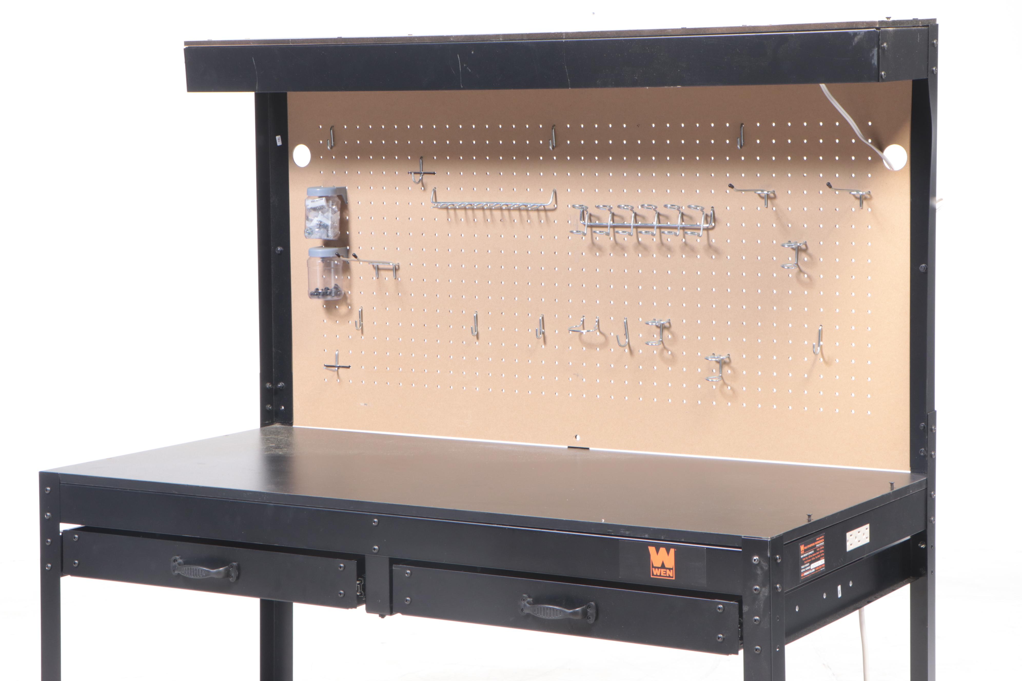 Wen Steel Pegboard Workbench with Illumination