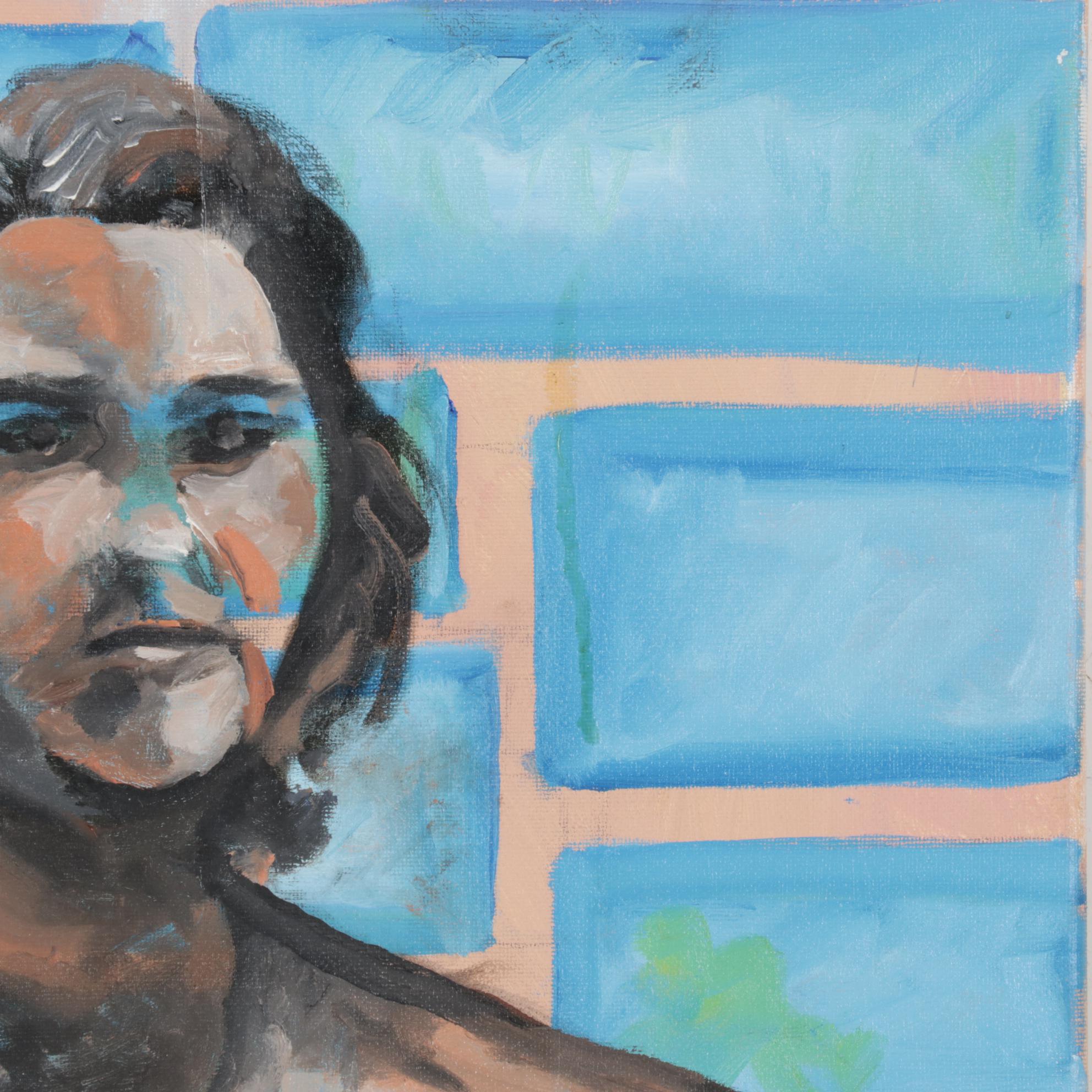 Nadine Block Figure Study Acrylic Painting, 21st Century