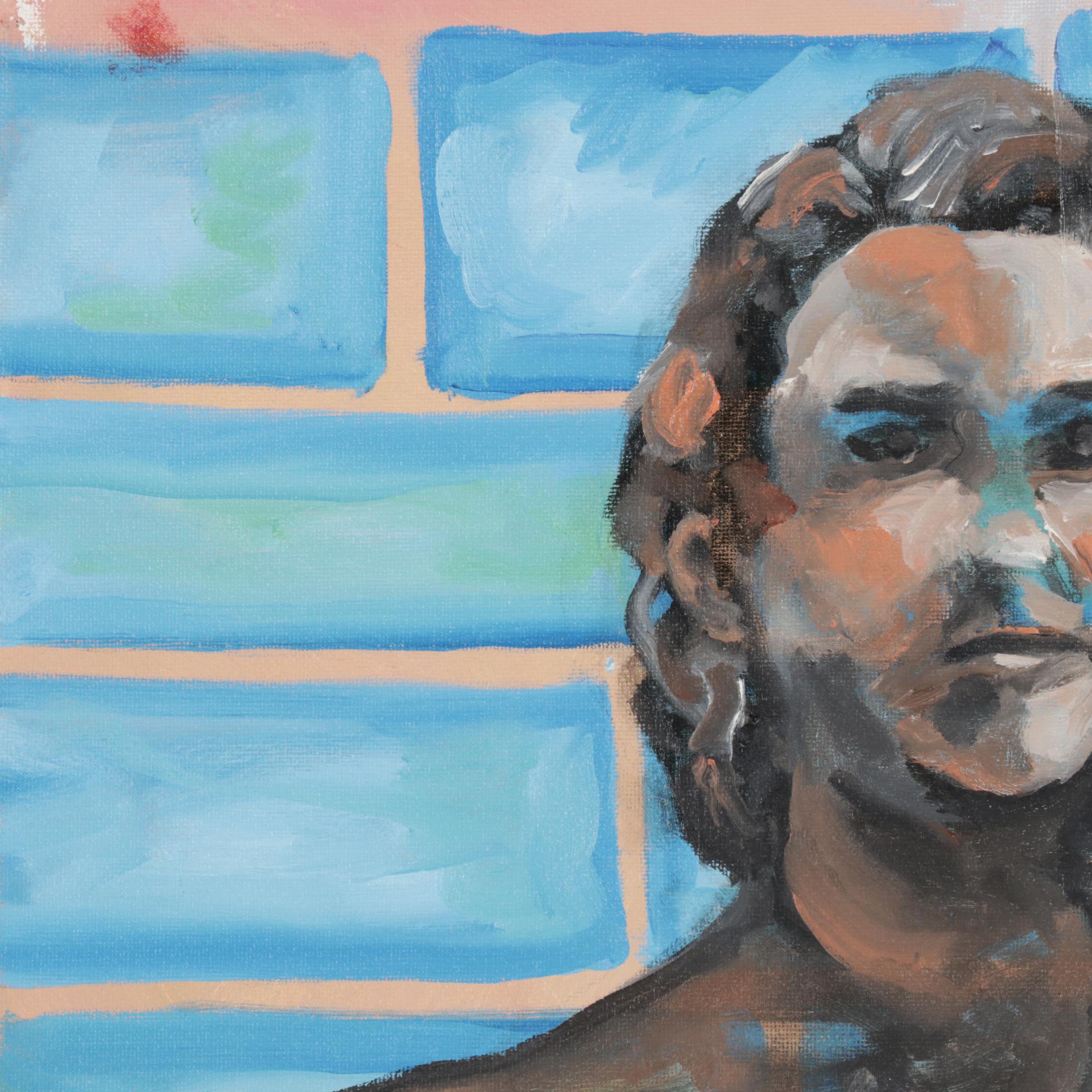 Nadine Block Figure Study Acrylic Painting, 21st Century