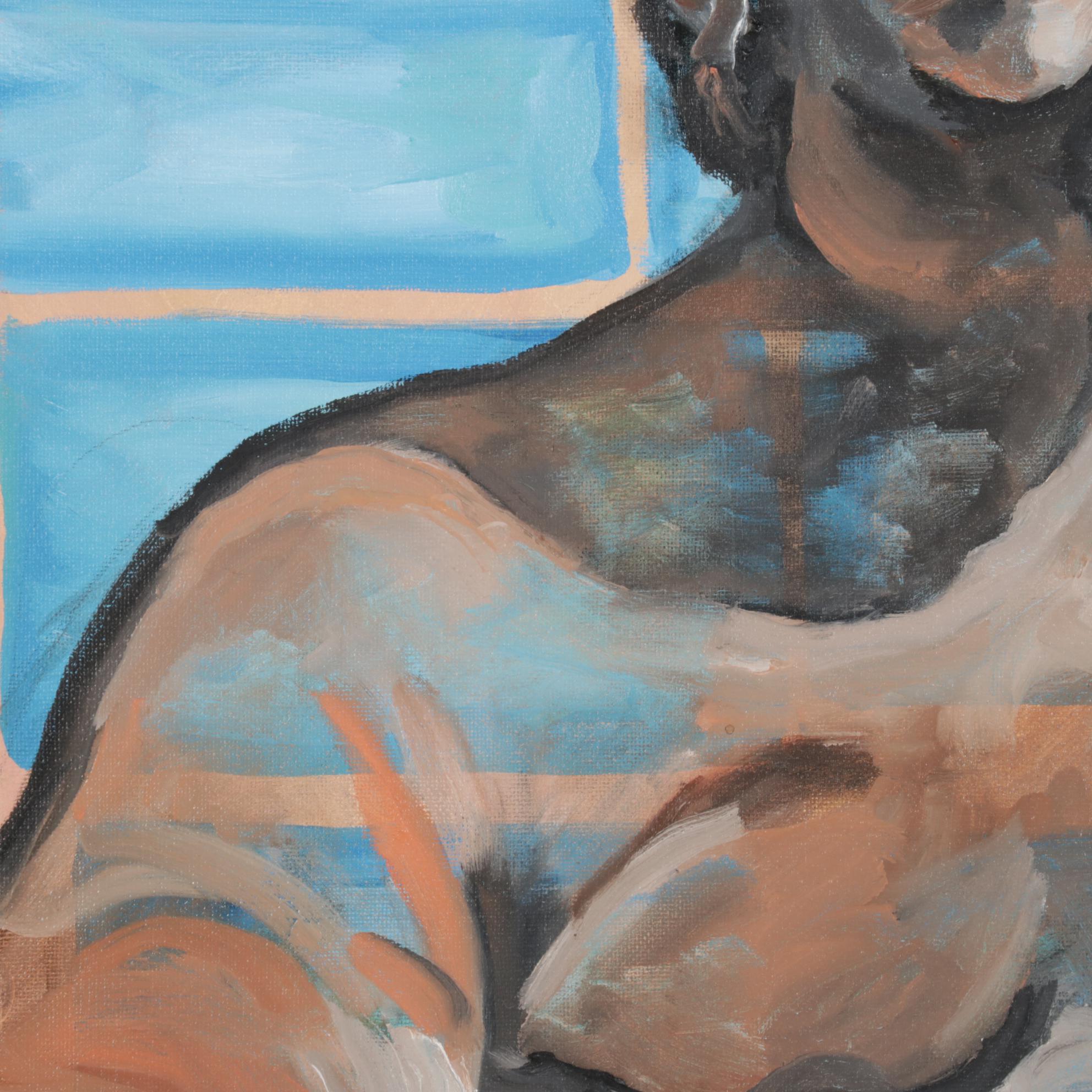 Nadine Block Figure Study Acrylic Painting, 21st Century
