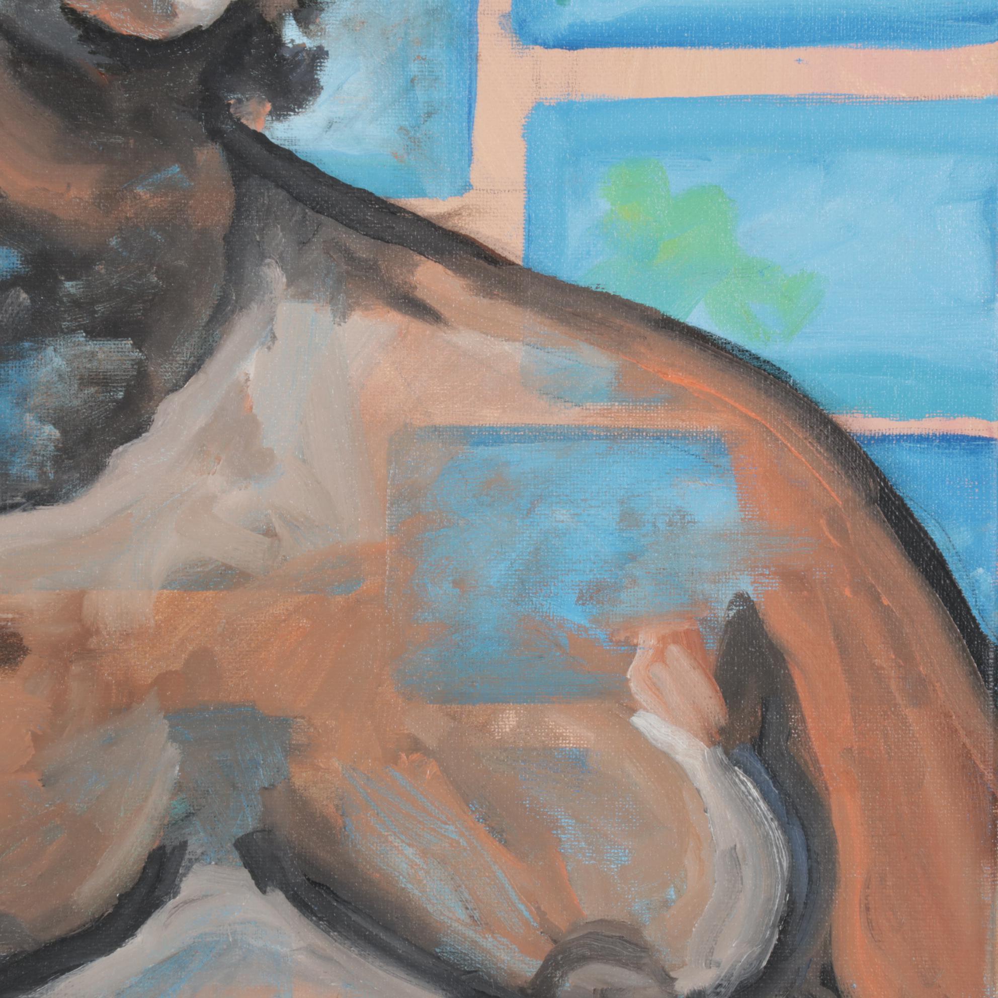 Nadine Block Figure Study Acrylic Painting, 21st Century