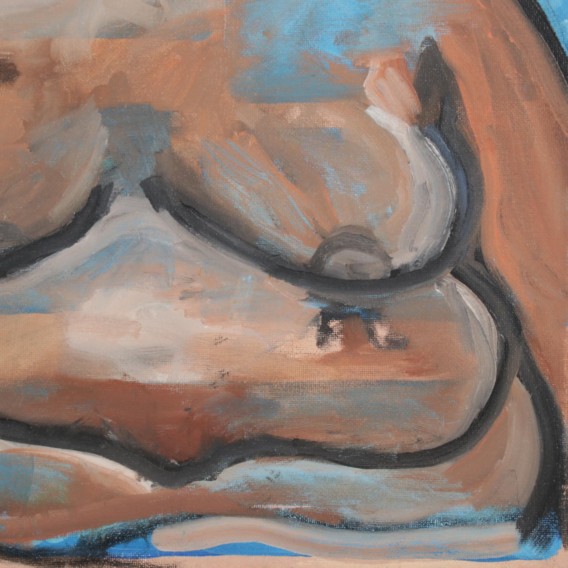 Nadine Block Figure Study Acrylic Painting, 21st Century