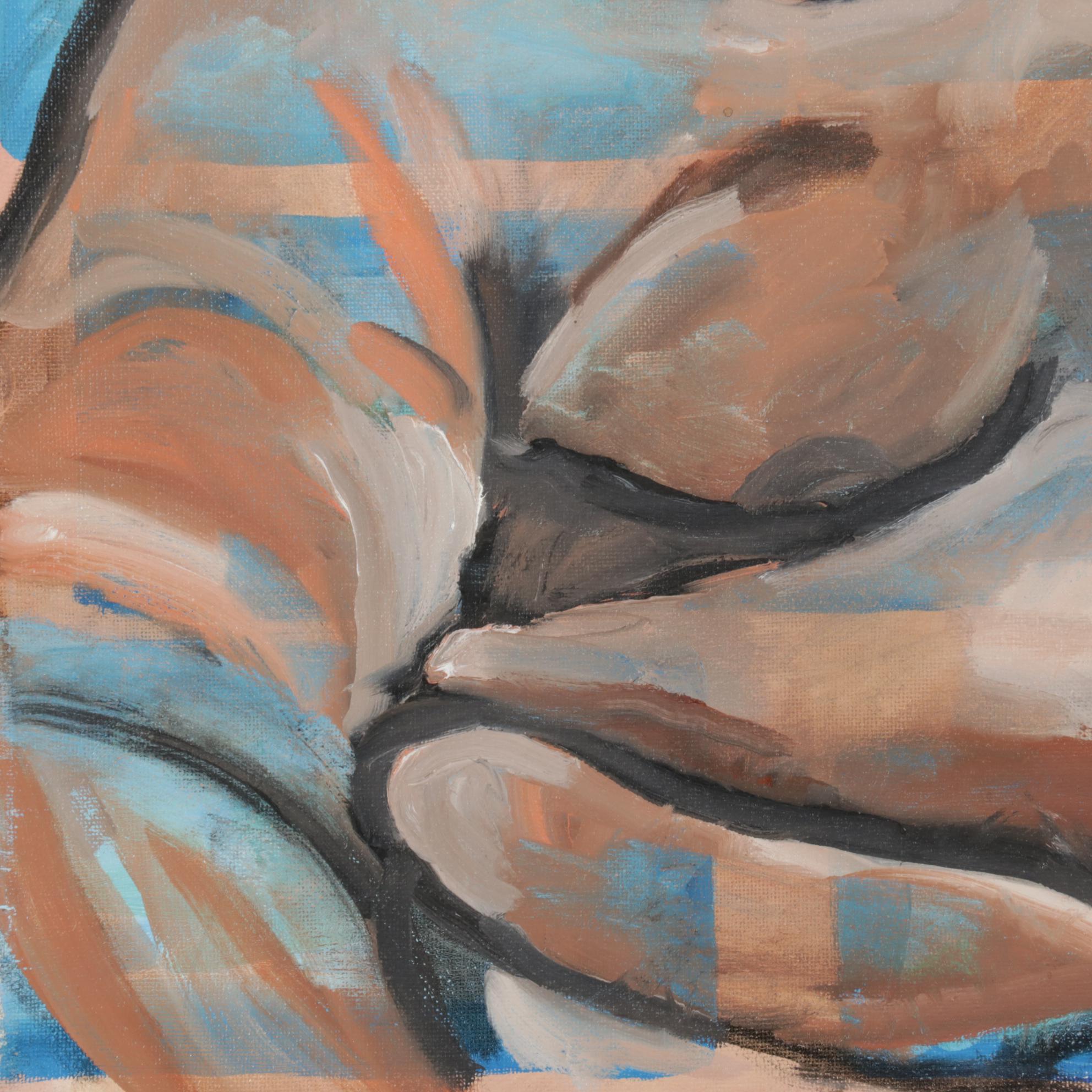 Nadine Block Figure Study Acrylic Painting, 21st Century