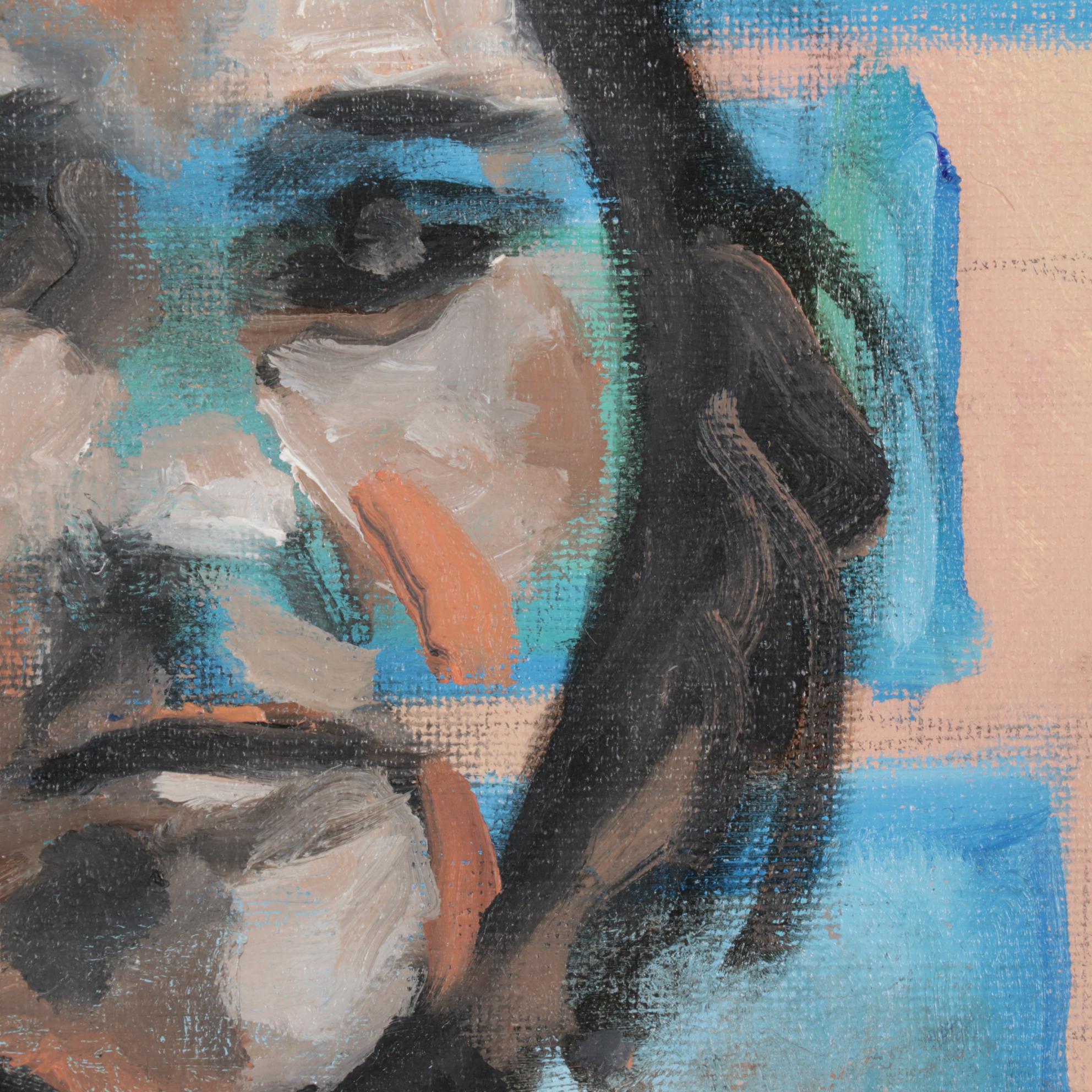 Nadine Block Figure Study Acrylic Painting, 21st Century